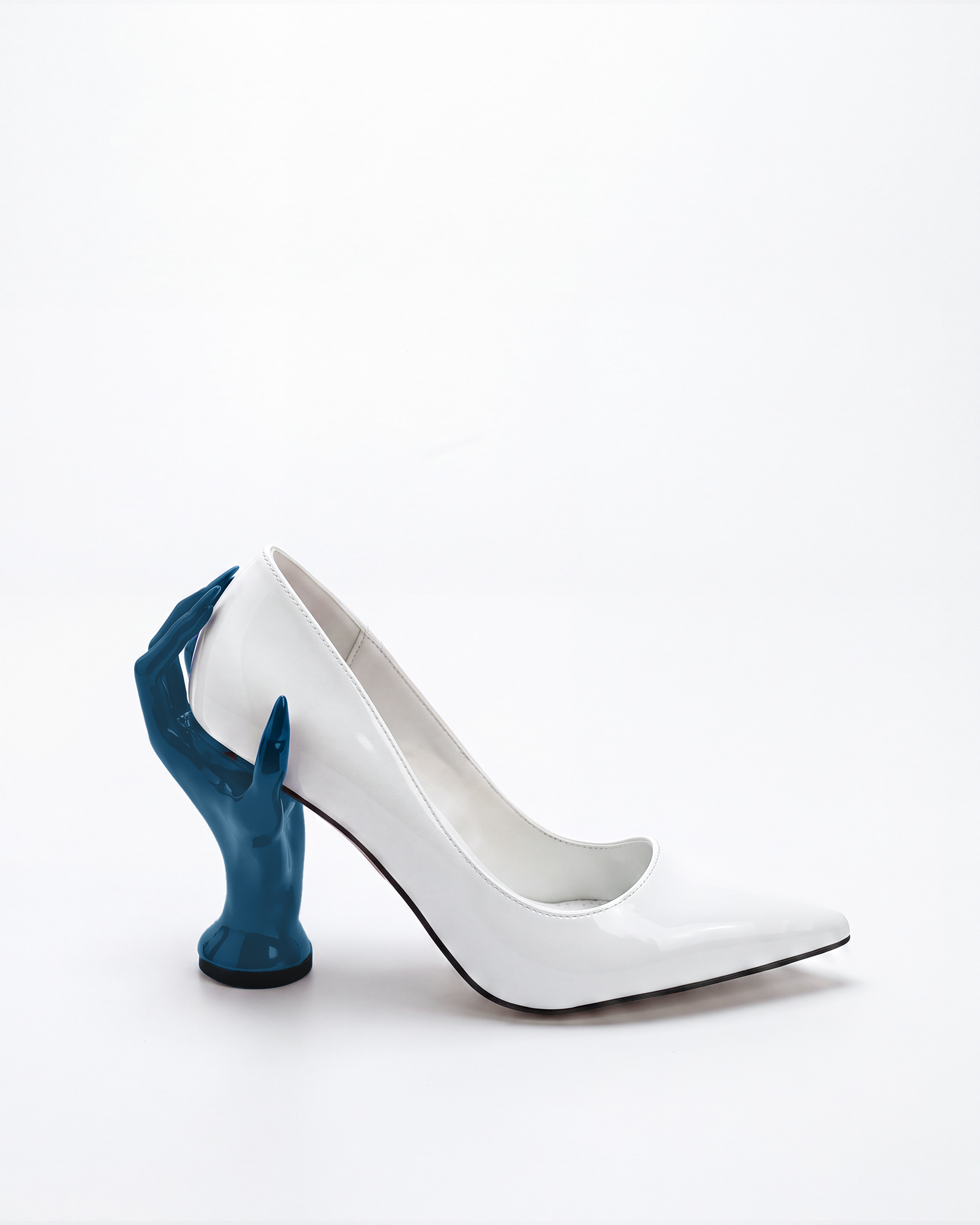 Maija Green Hand Sculpture Heels In White
