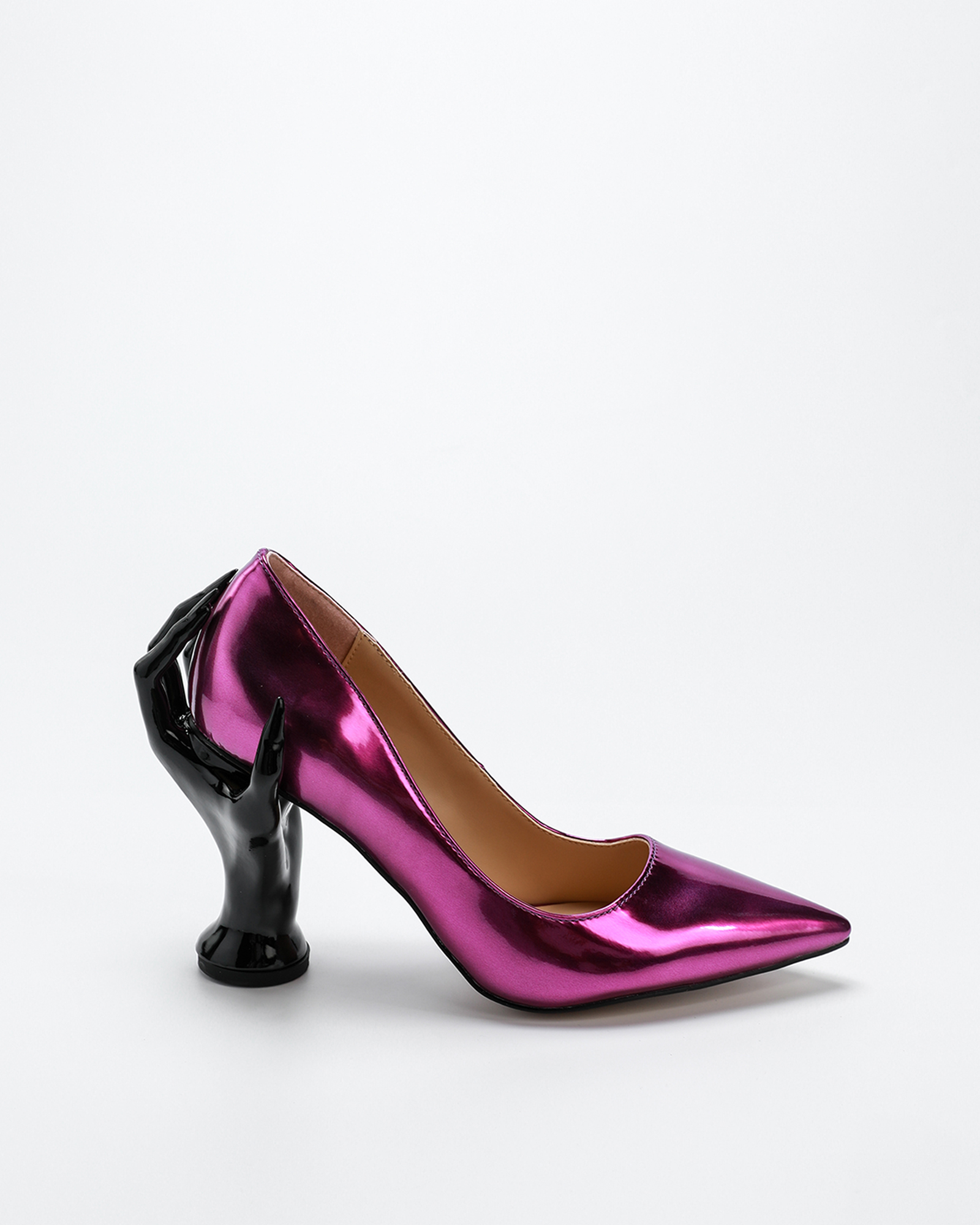 Maija Black Hand Sculpture Heels In Pink