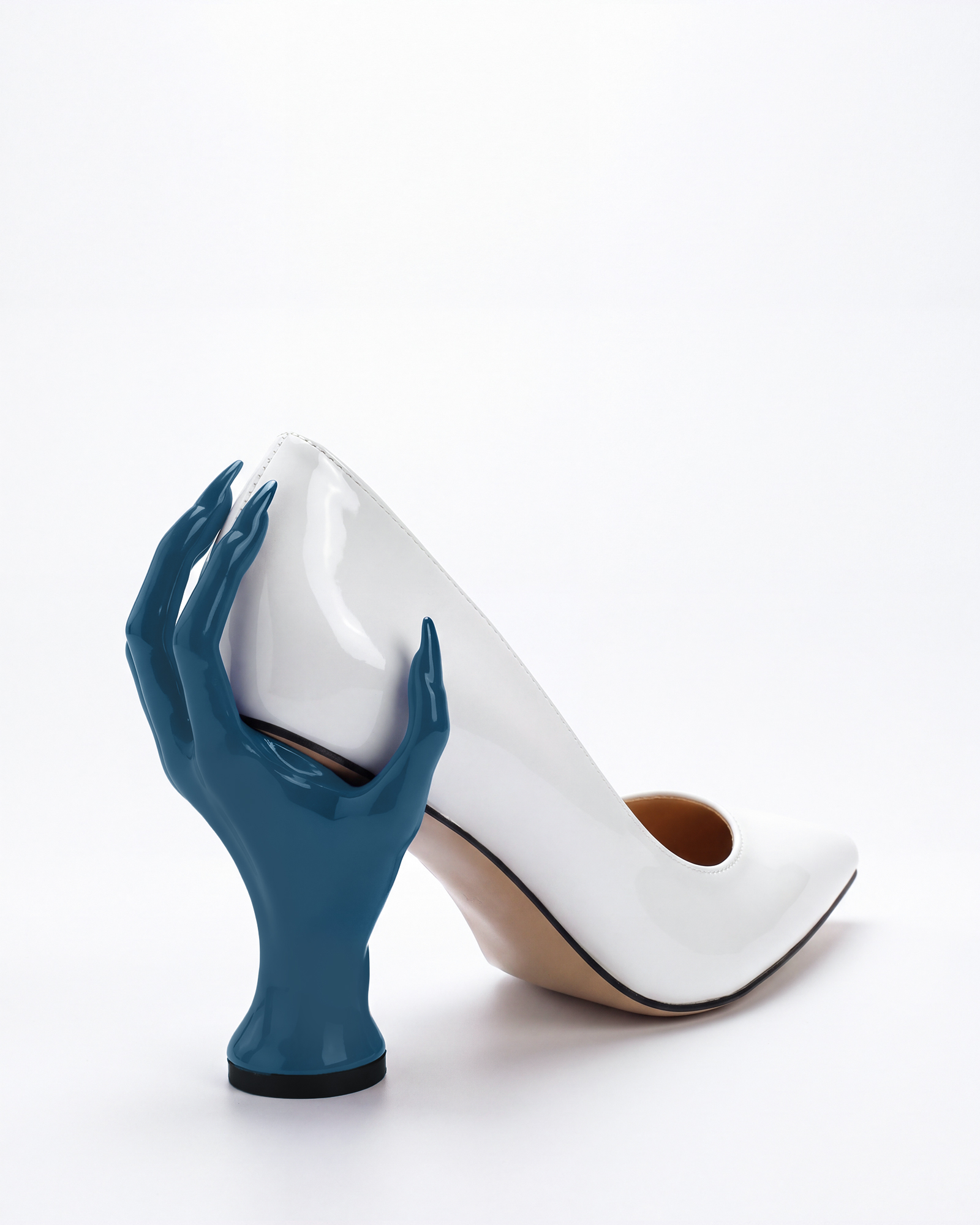 Maija Green Hand Sculpture Heels In White