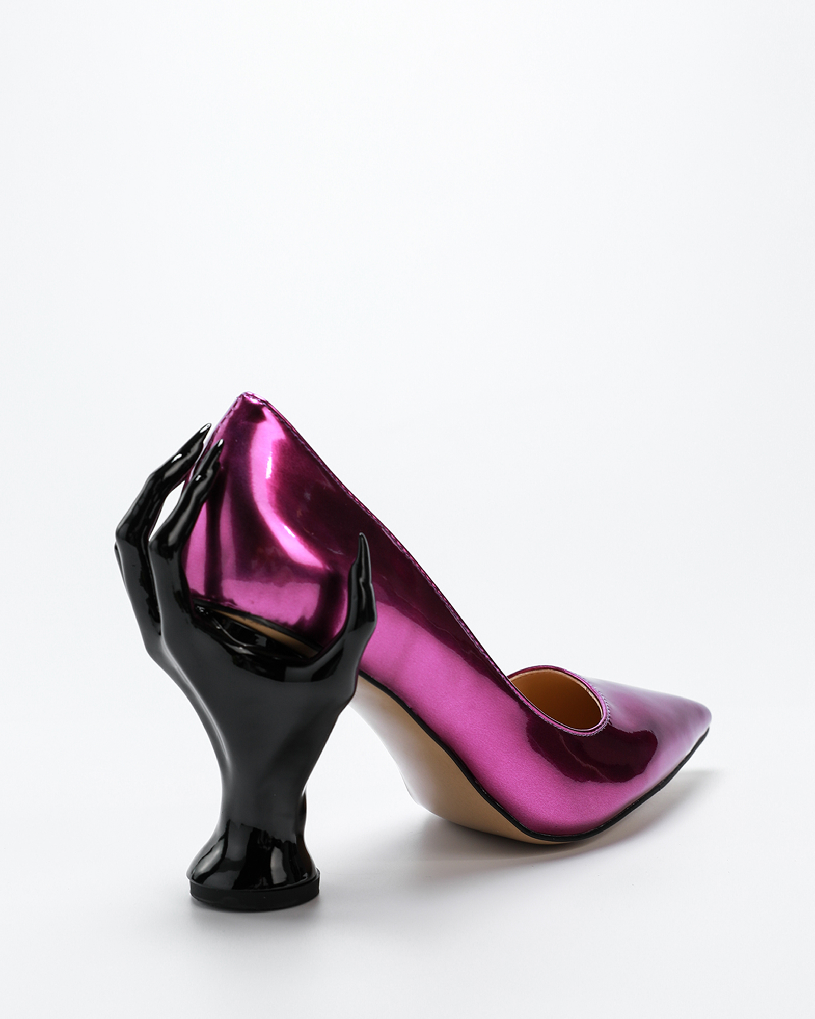 Maija Black Hand Sculpture Heels In Pink
