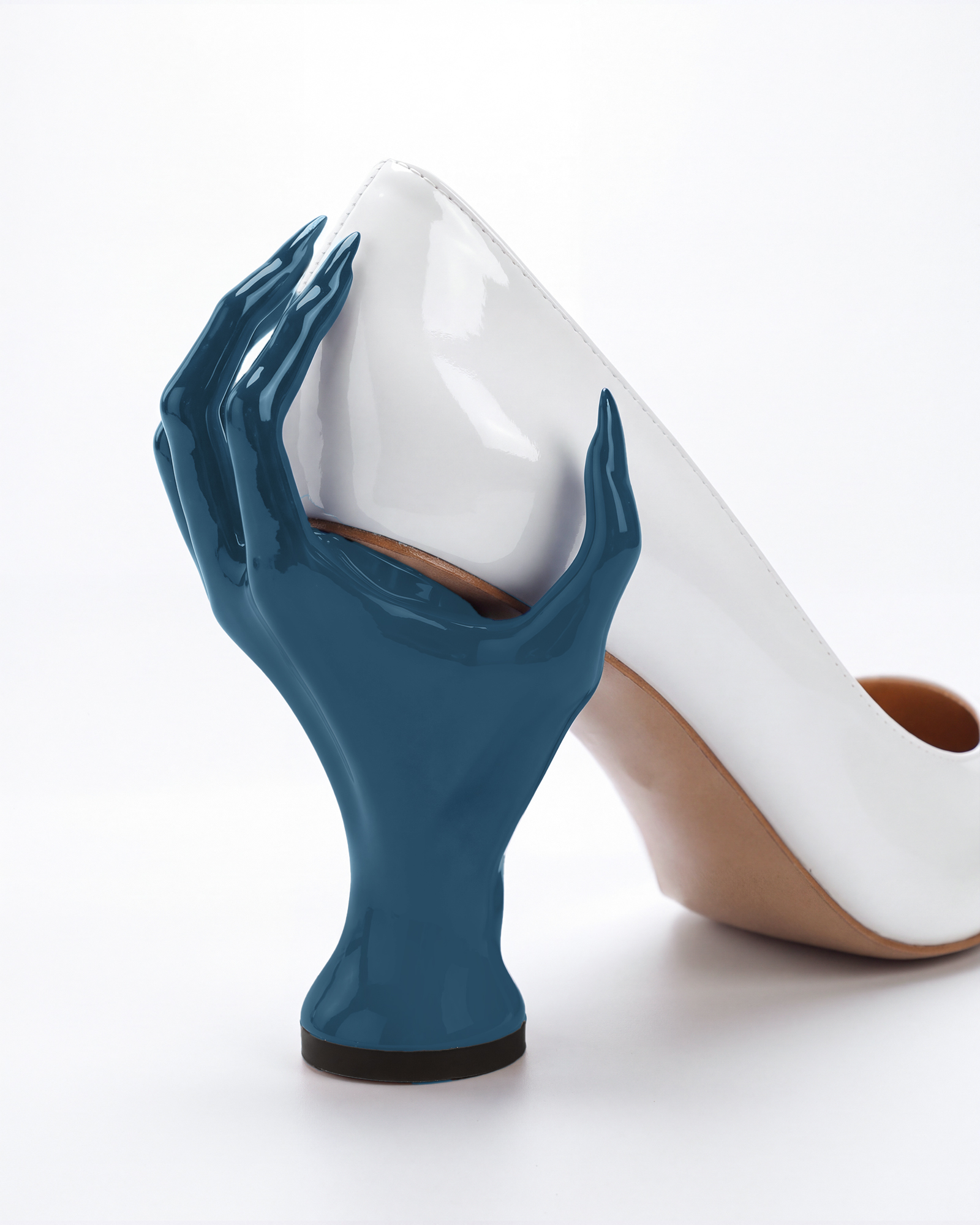 Maija Green Hand Sculpture Heels In White
