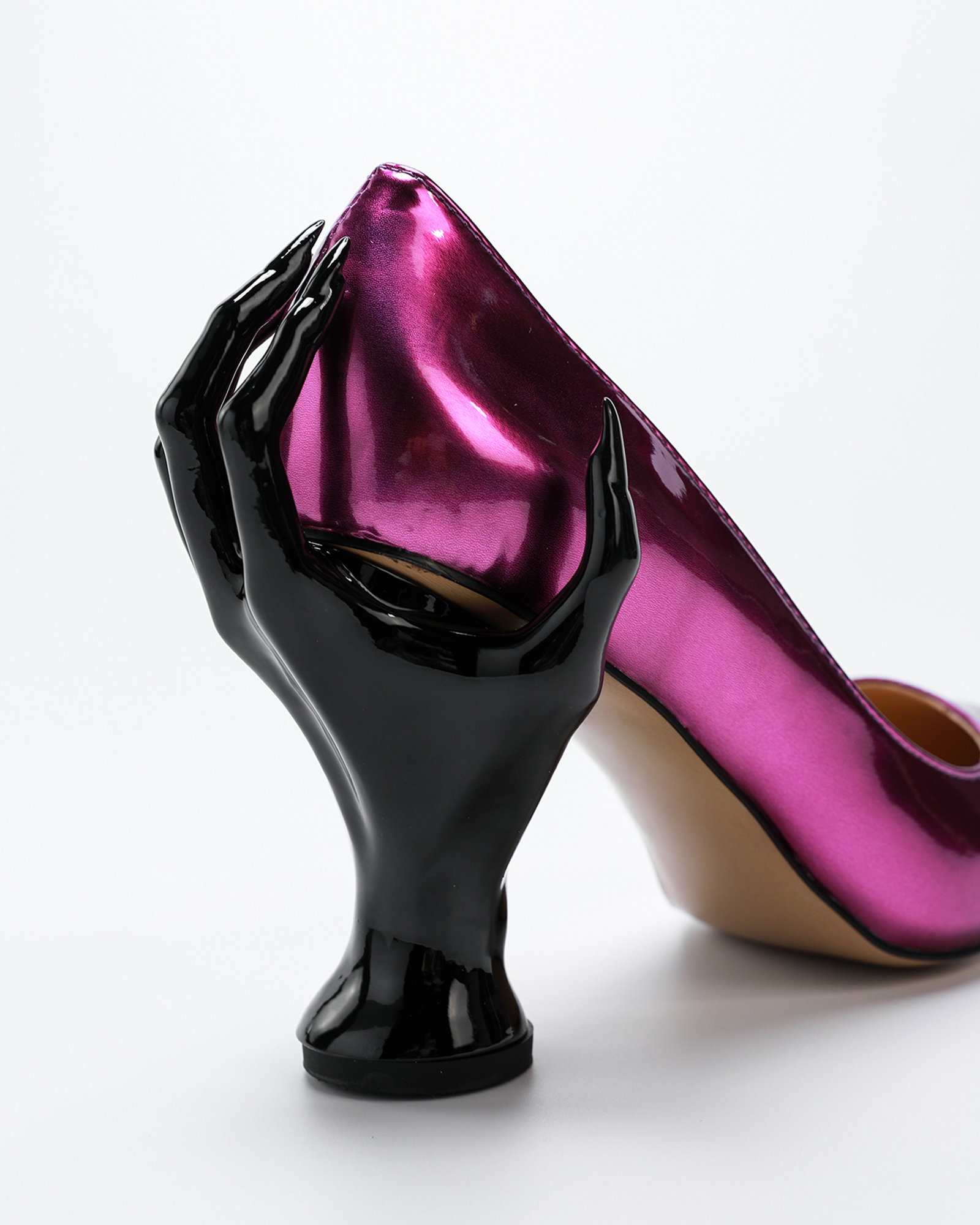 Maija Black Hand Sculpture Heels In Pink