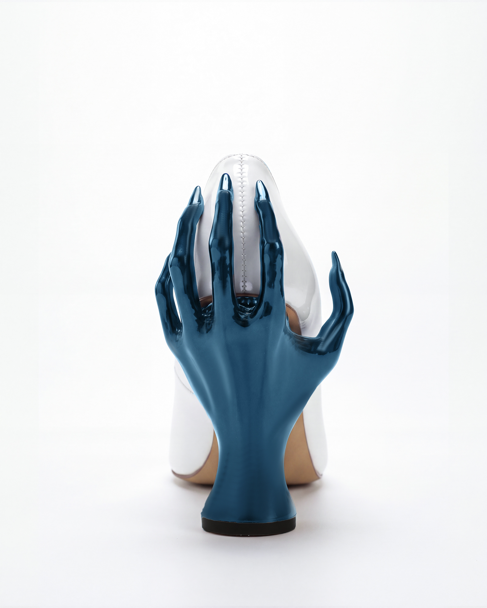 Maija Green Hand Sculpture Heels In White