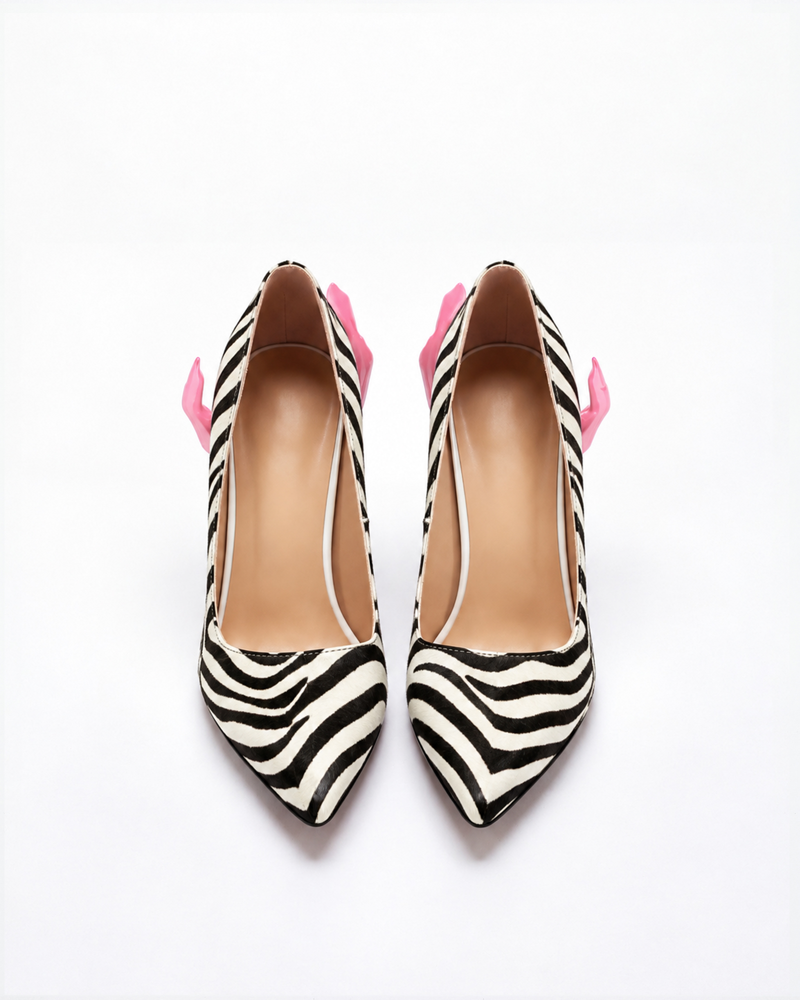 Maija Pink Hand Sculpture Heels In Zebra