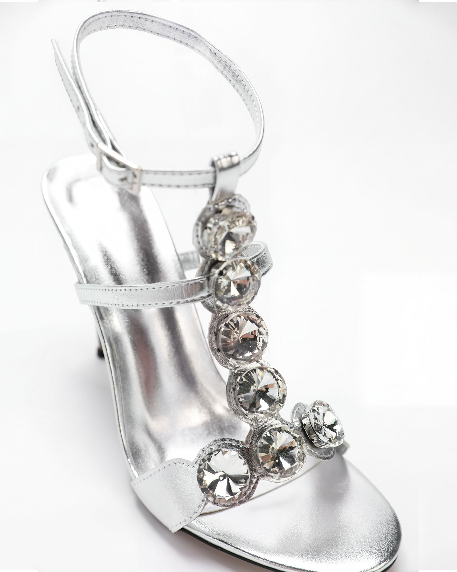 Maat Gem Strap Metallic Sandals In Sliver  