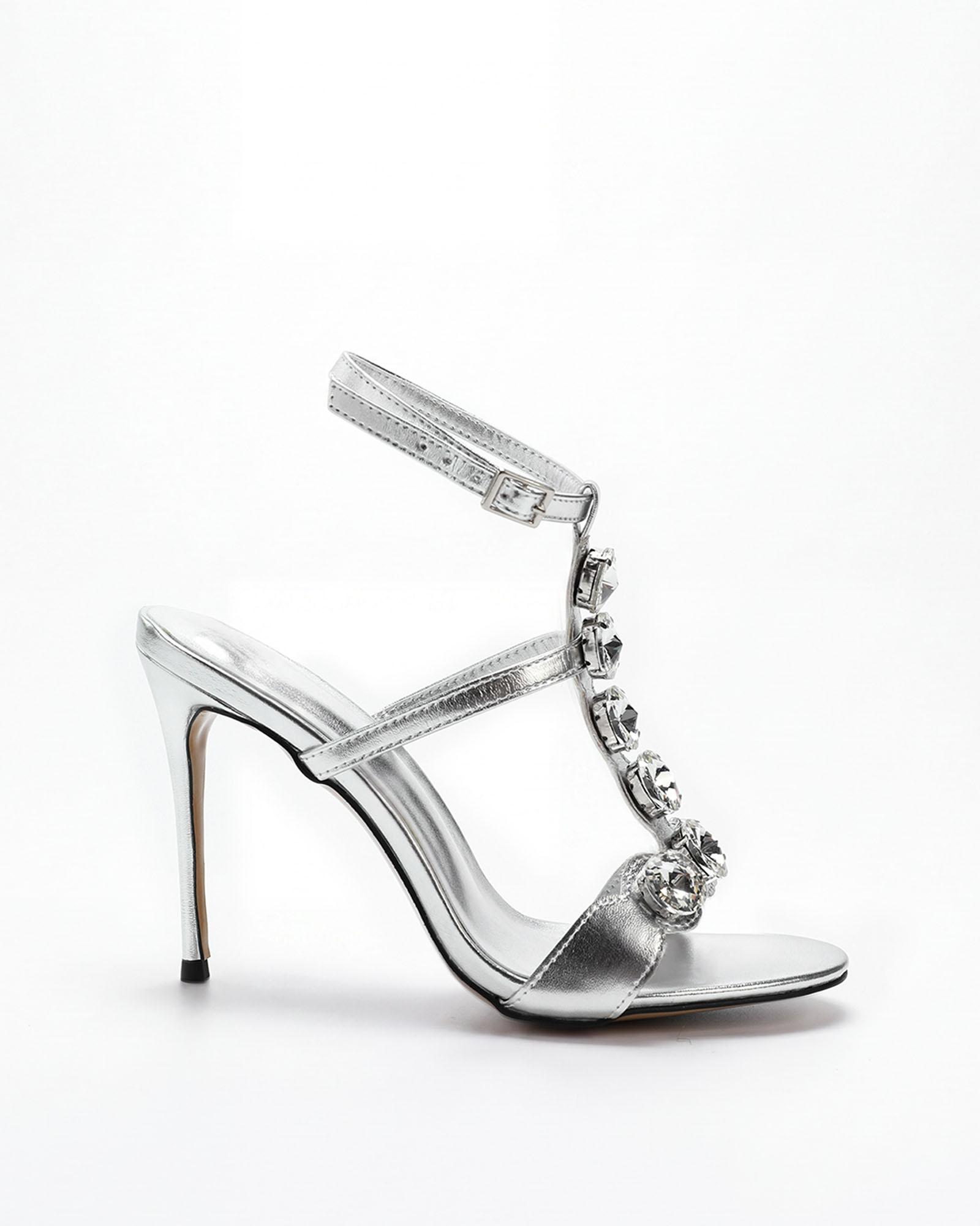 Maat Gem Strap Metallic Sandals In Sliver  