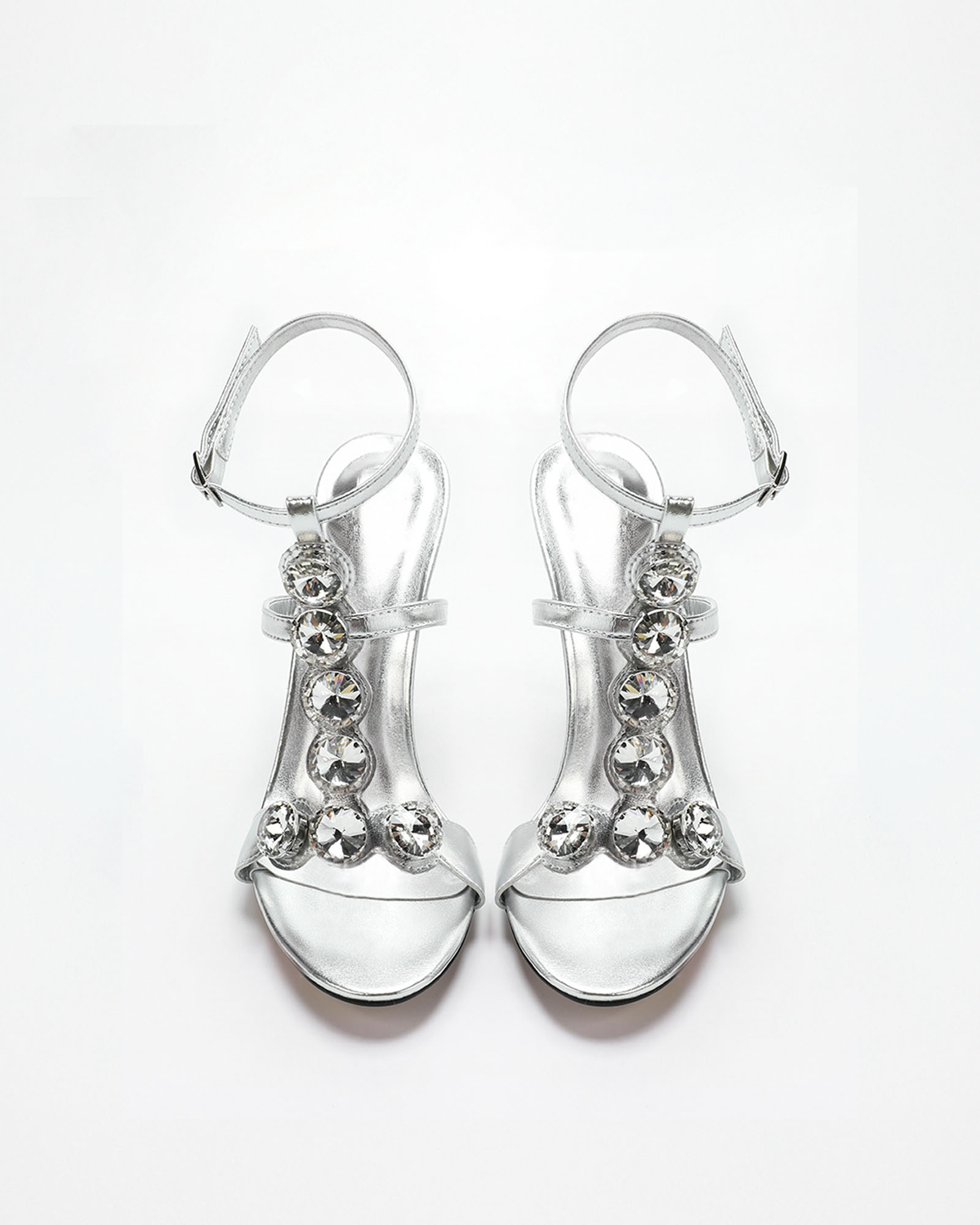 Maat Gem Strap Metallic Sandals In Sliver  