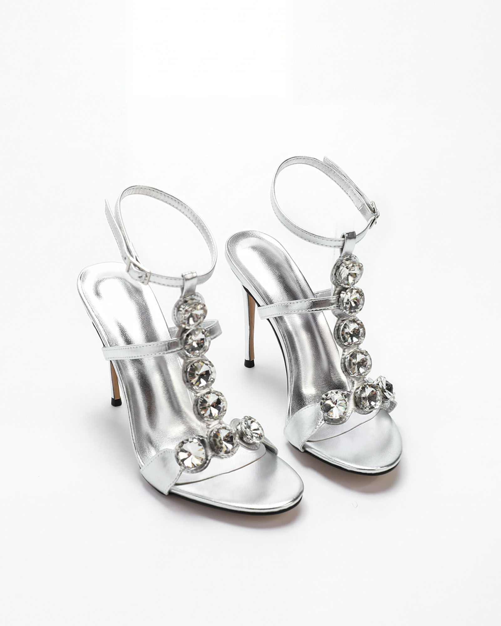 Maat Gem Strap Metallic Sandals In Sliver  