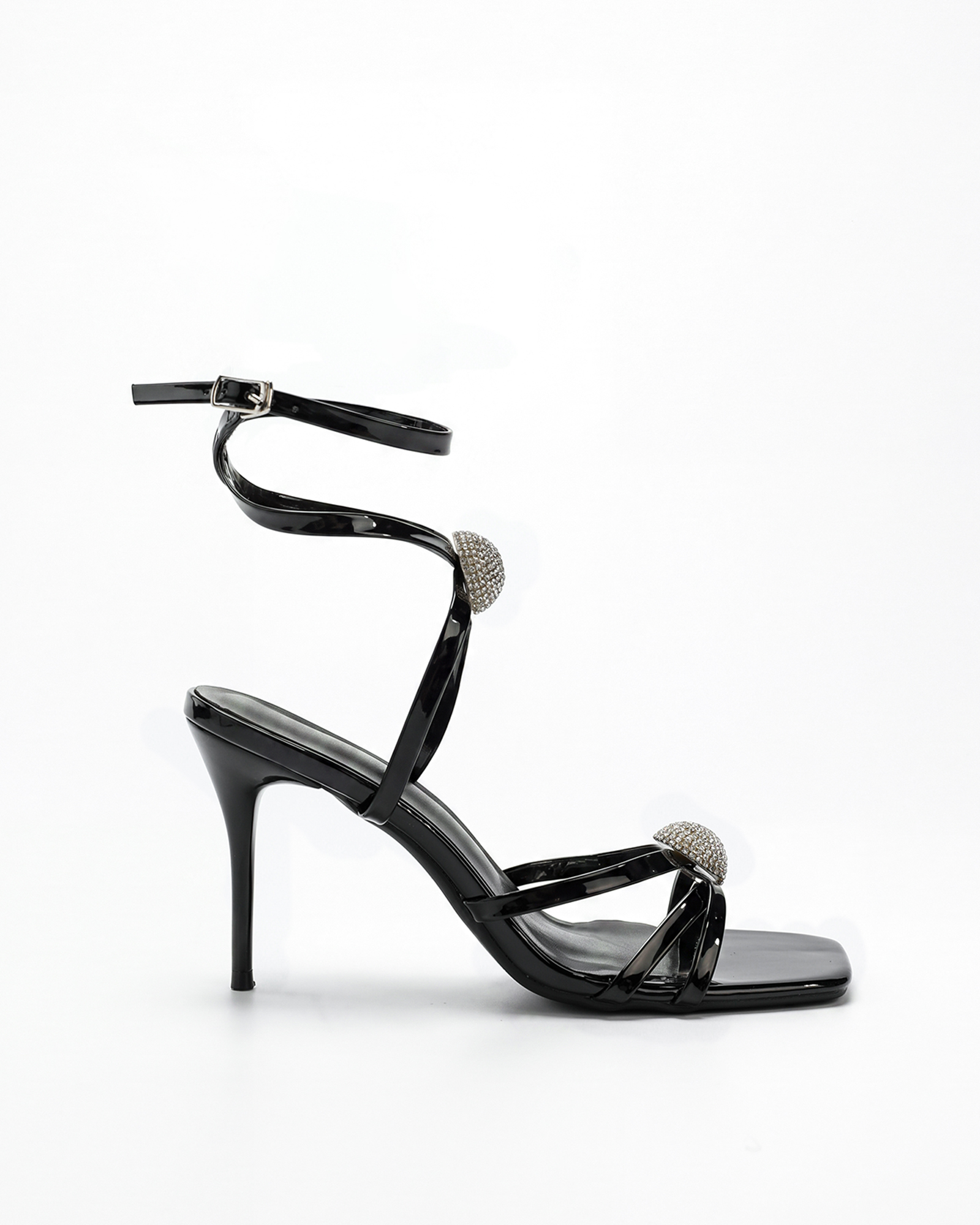 Maela Rhinestone Strap Sandals In Black