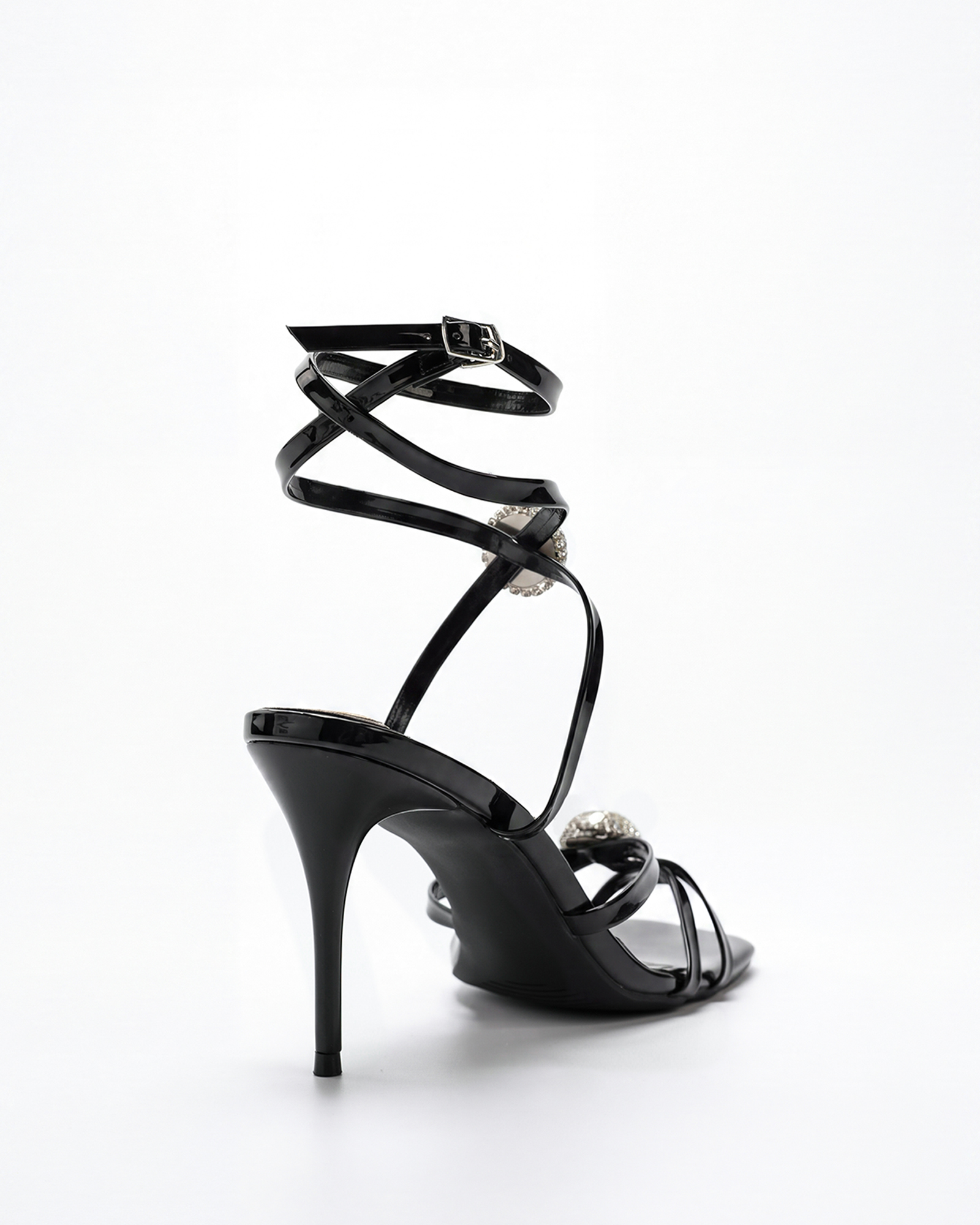Maela Rhinestone Strap Sandals In Black