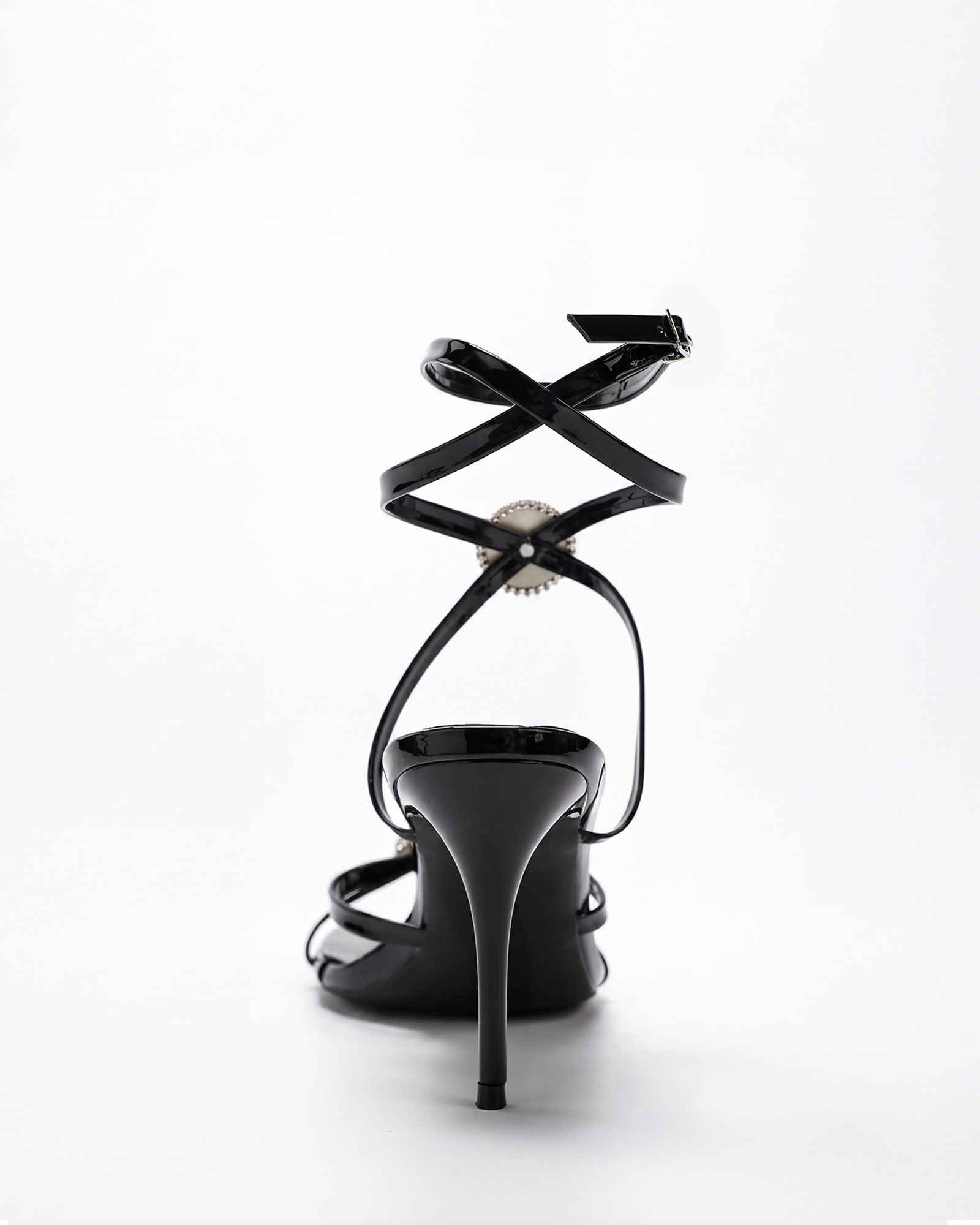 Maela Rhinestone Strap Sandals In Black