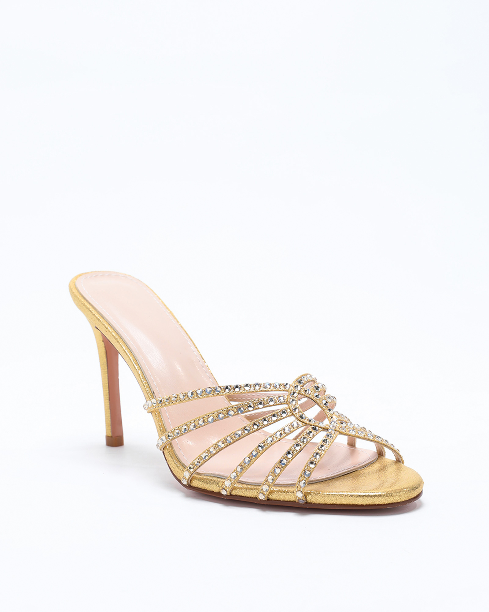 Kaeo Rhinestone Cage Mules In Gold