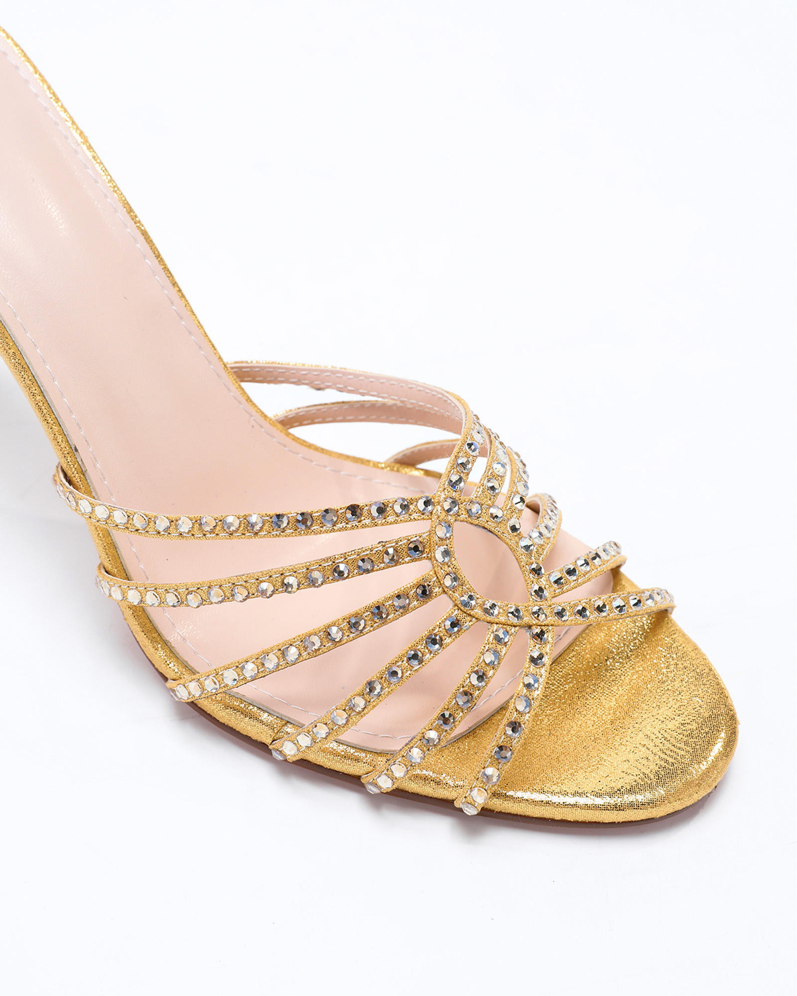 Kaeo Rhinestone Cage Mules In Gold