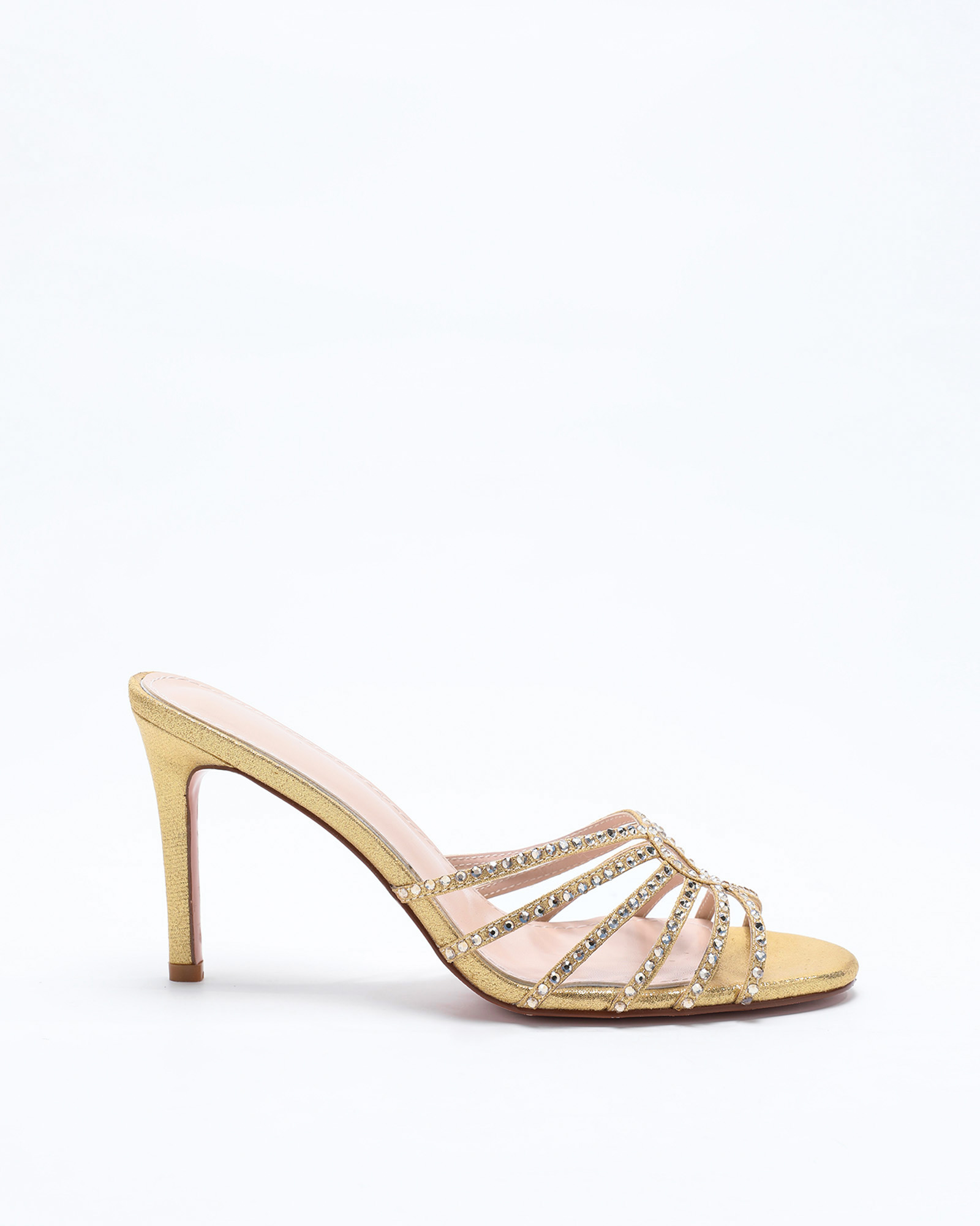 Kaeo Rhinestone Cage Mules In Gold