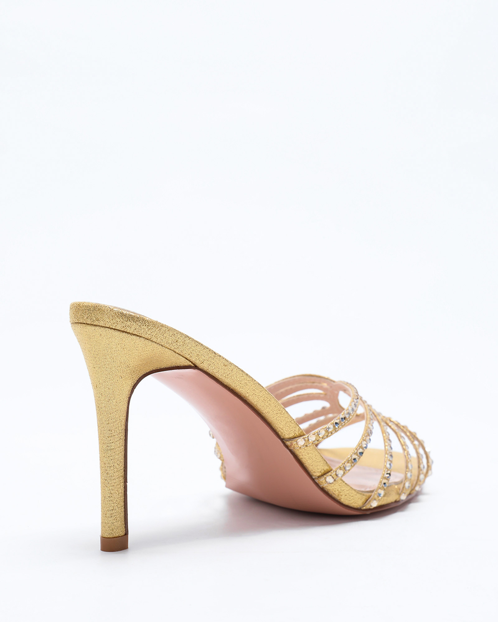 Kaeo Rhinestone Cage Mules In Gold