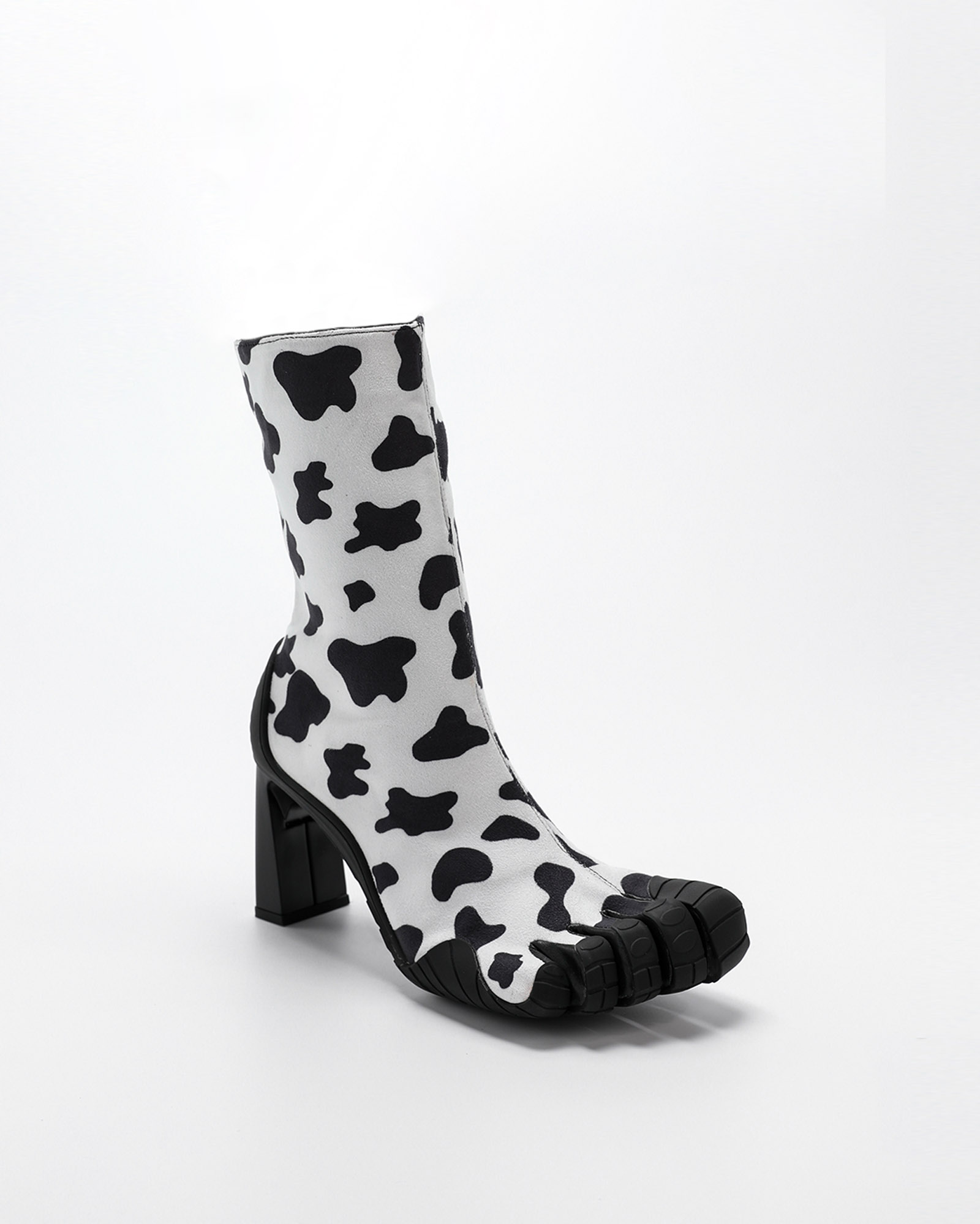 Mahsa Cow Print Ankle Boots