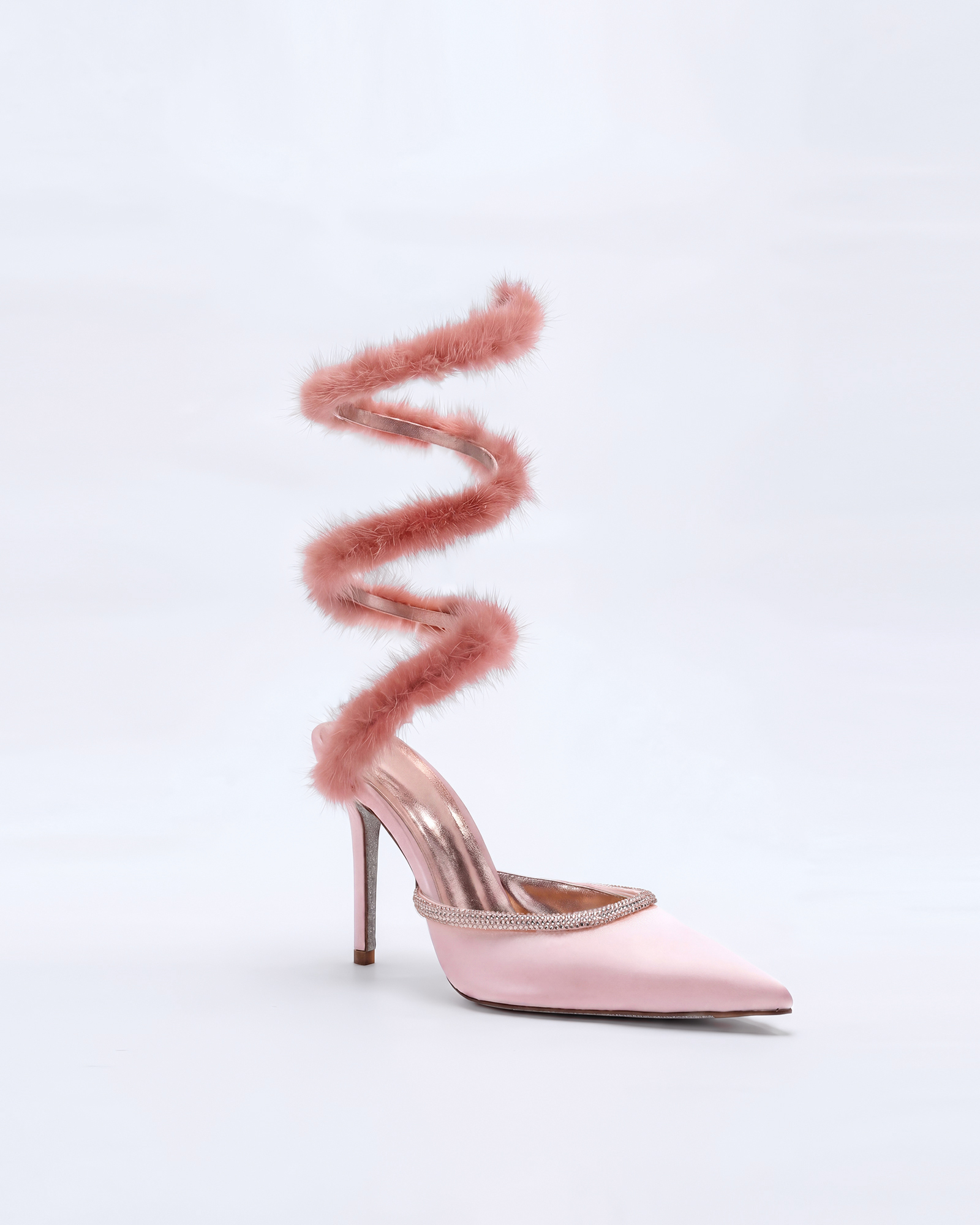 Kaie Faux Fur Trimmed Snake Pumps