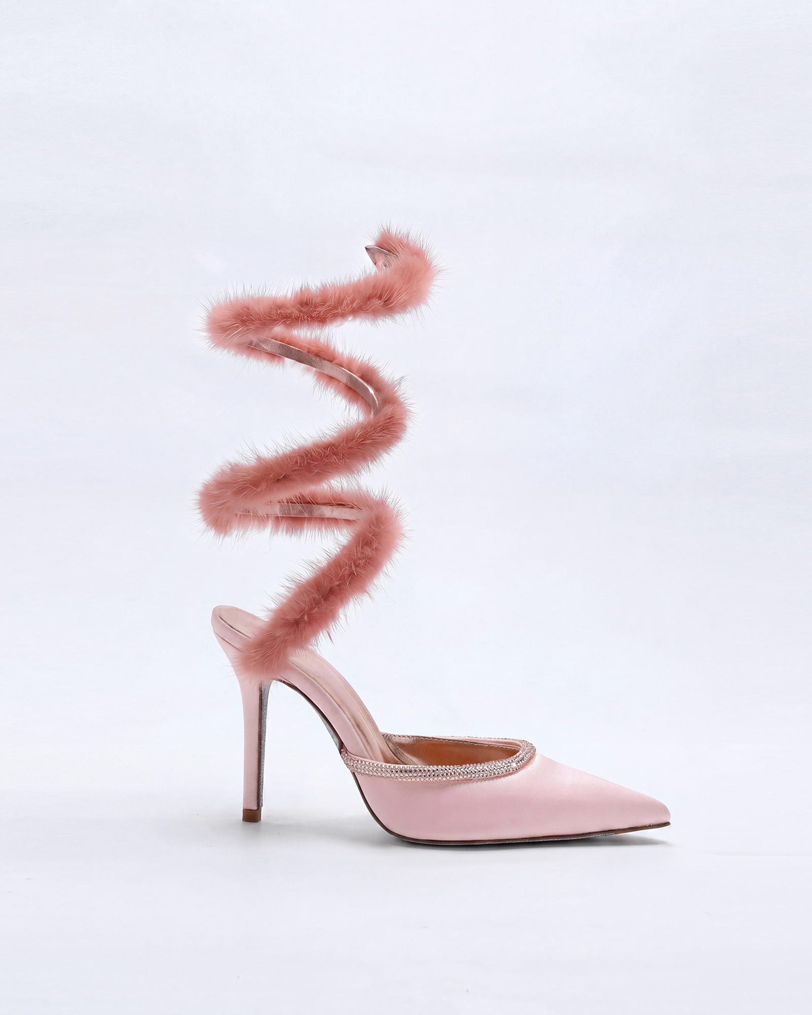 Kaie Faux Fur Trimmed Snake Pumps