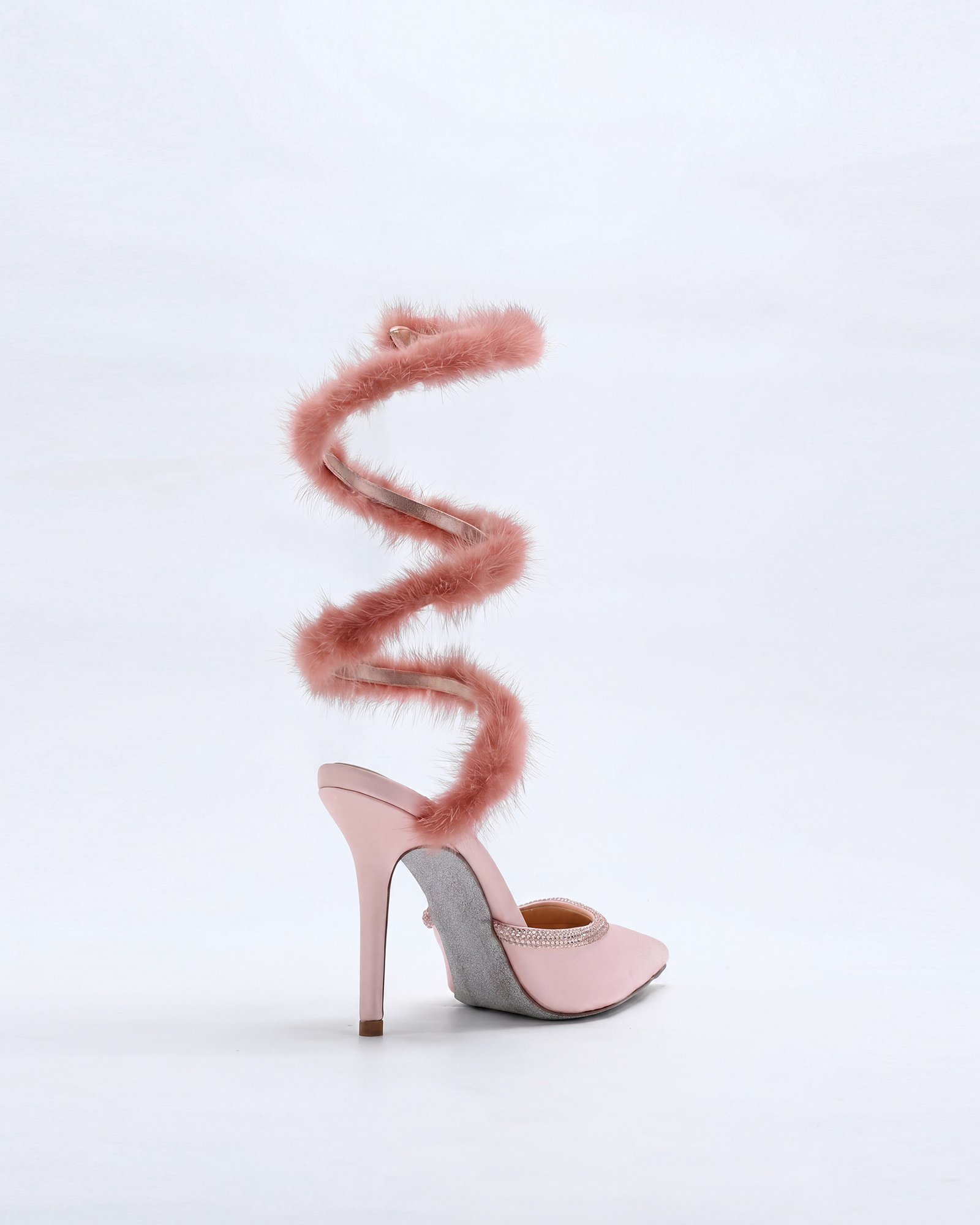 Kaie Faux Fur Trimmed Snake Pumps