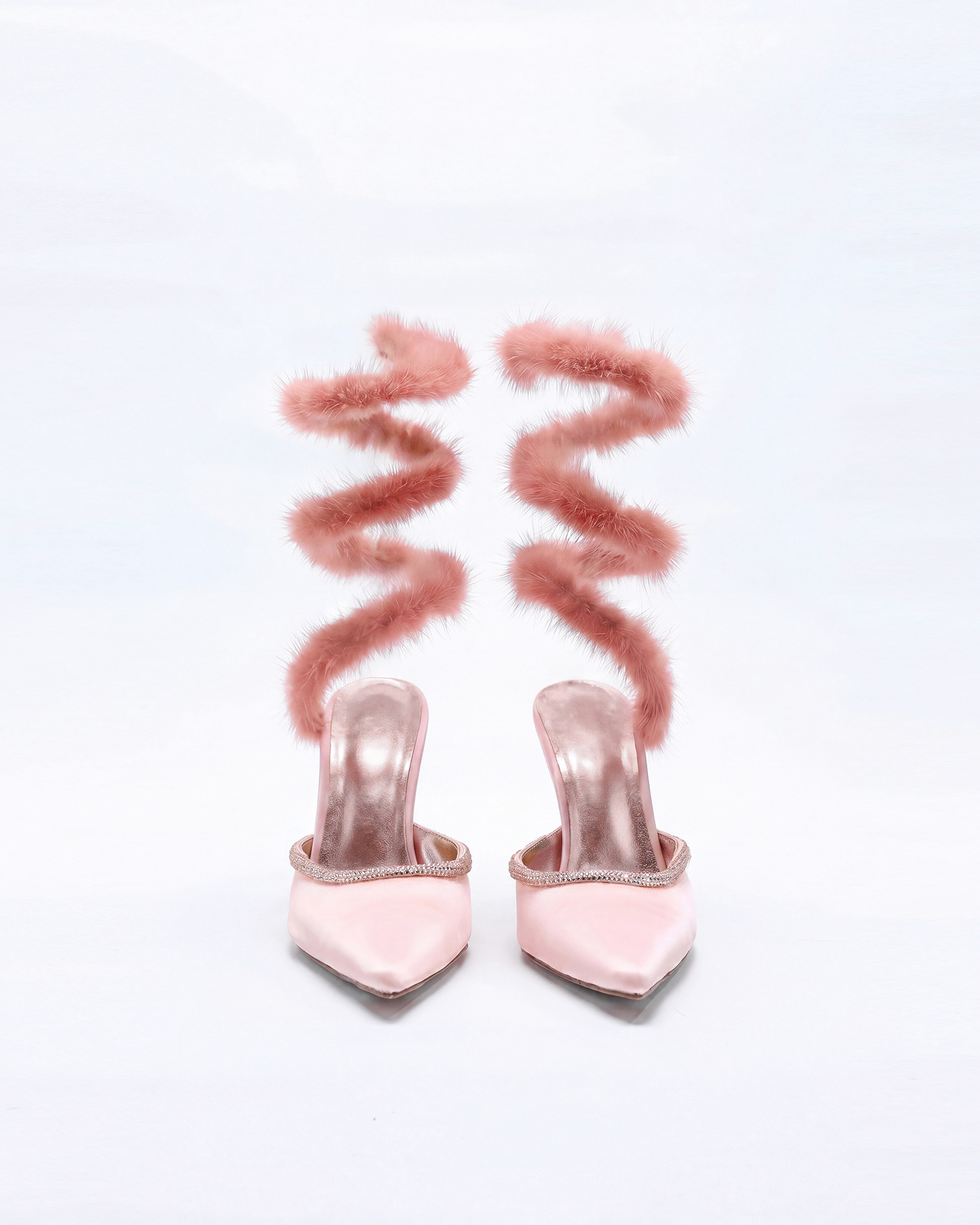 Kaie Faux Fur Trimmed Snake Pumps