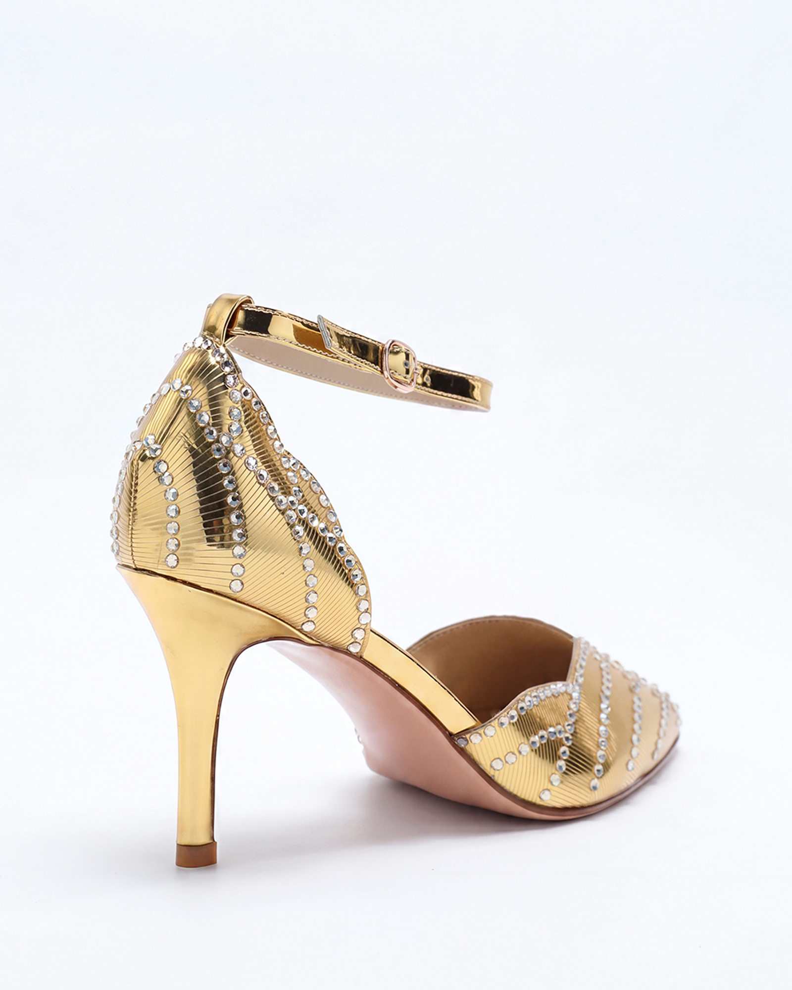 Karol Rhinestone Metallic Pumps In Gold
