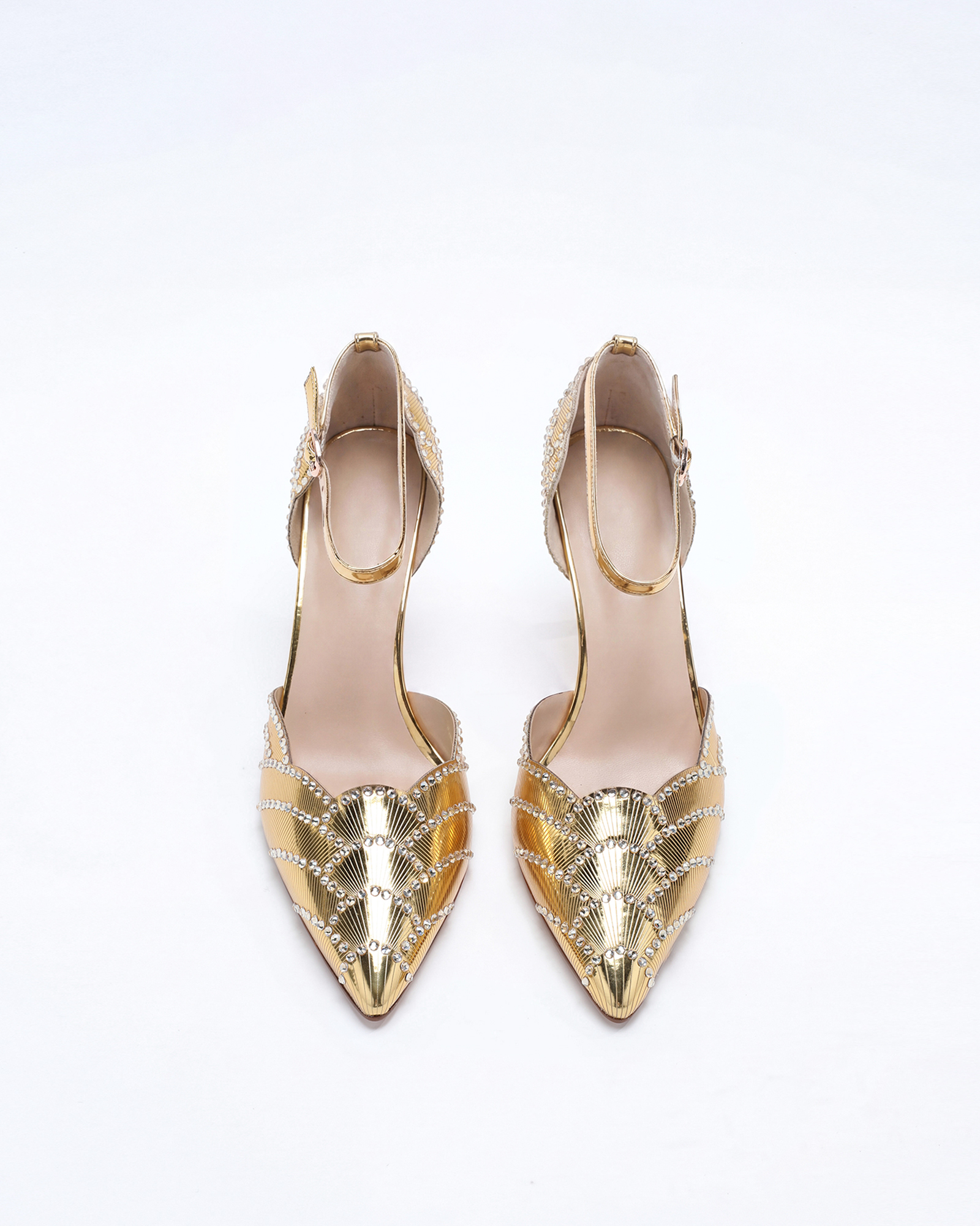 Karol Rhinestone Metallic Pumps In Gold