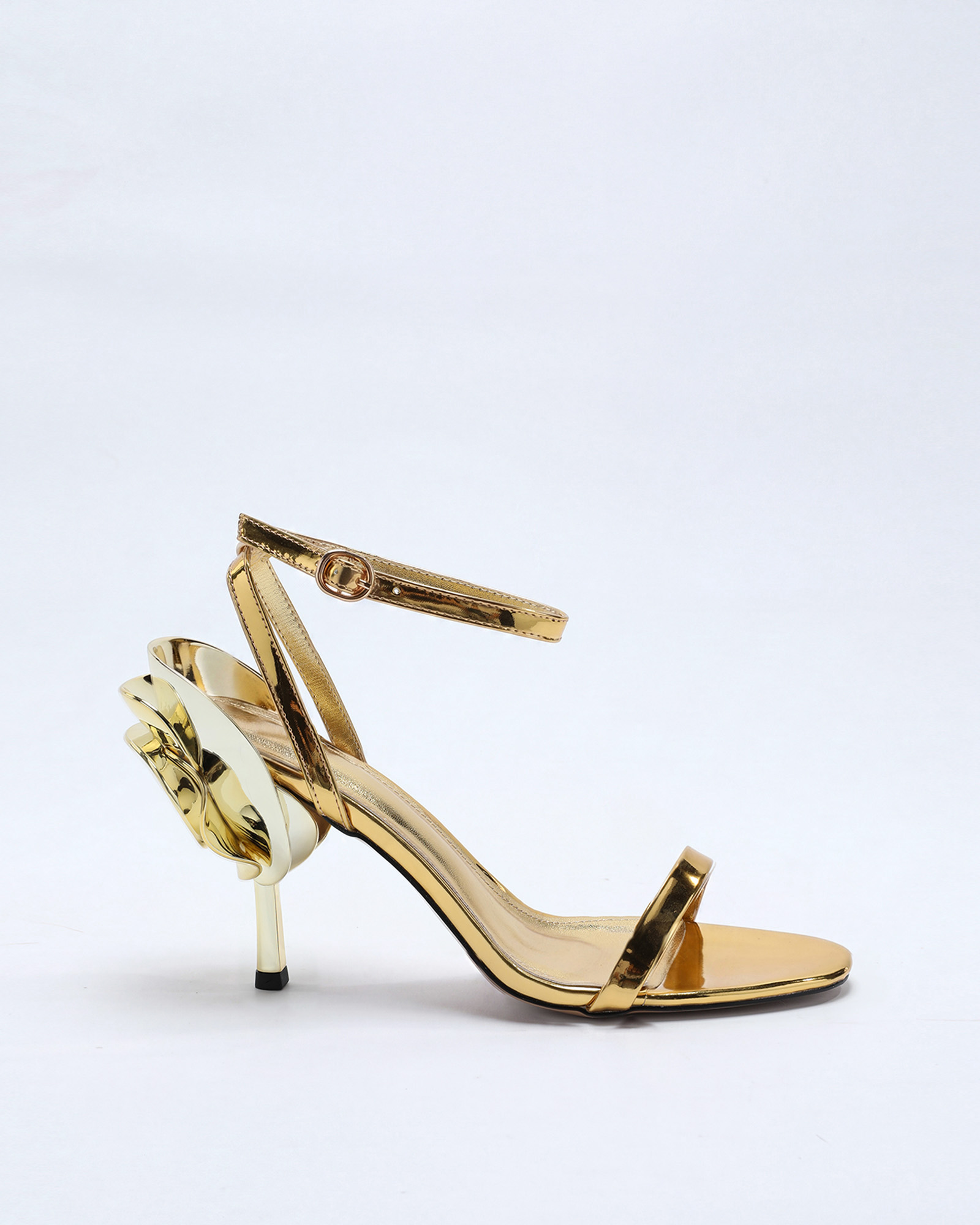 Kaija Metallic Sculptural Rose Heels In Gold
