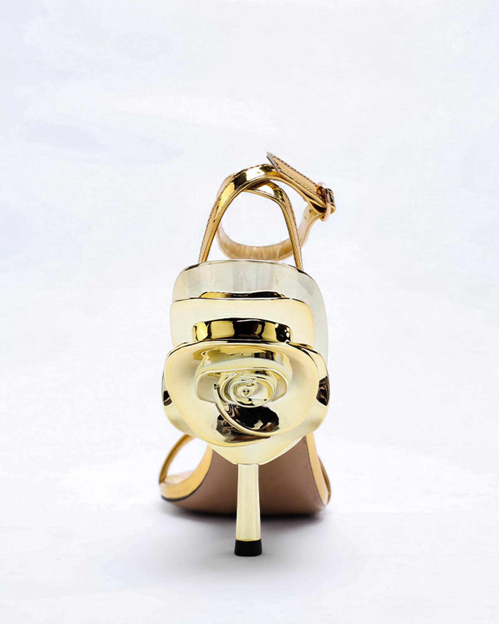 Kaija Metallic Sculptural Rose Heels In Gold