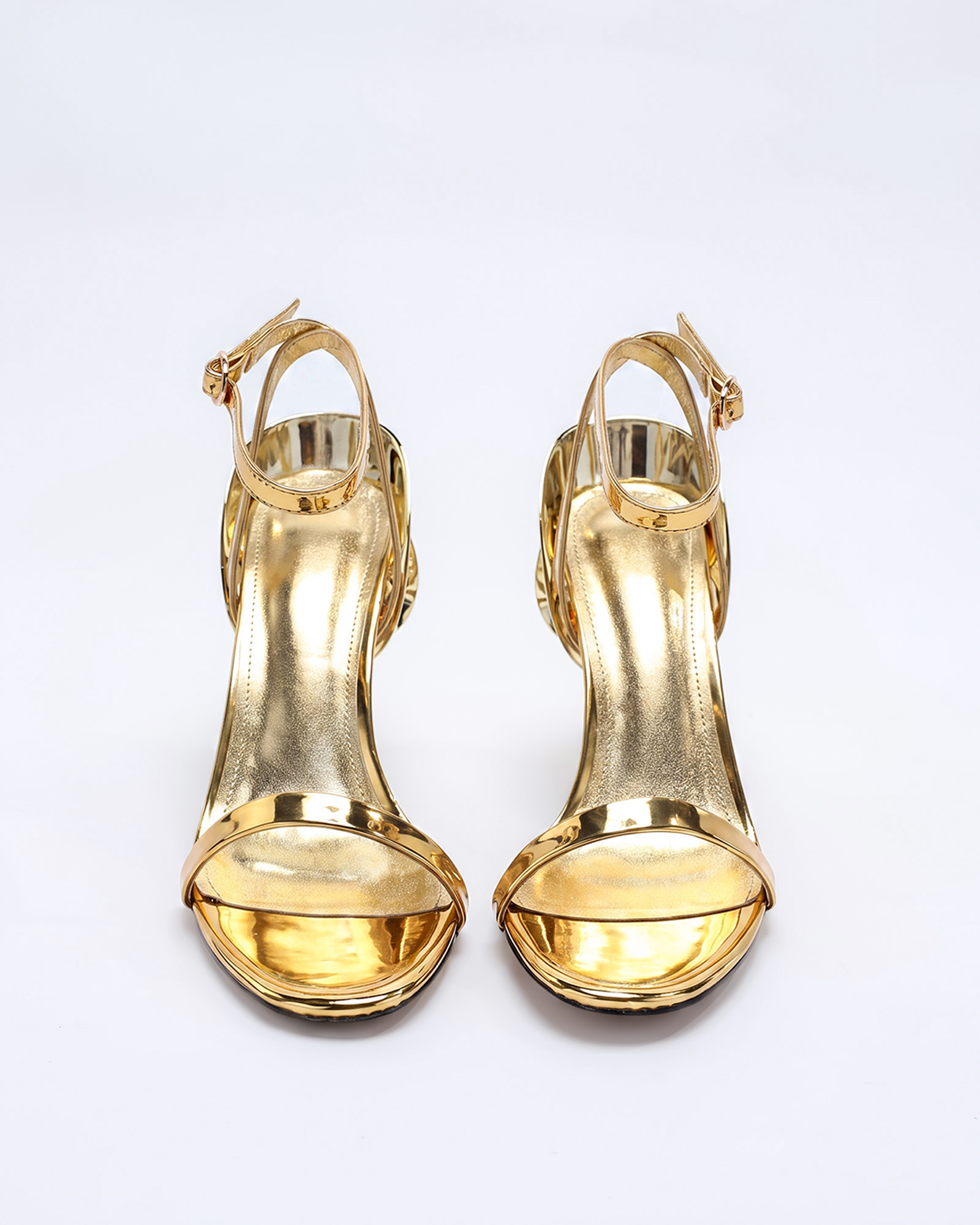 Kaija Metallic Sculptural Rose Heels In Gold