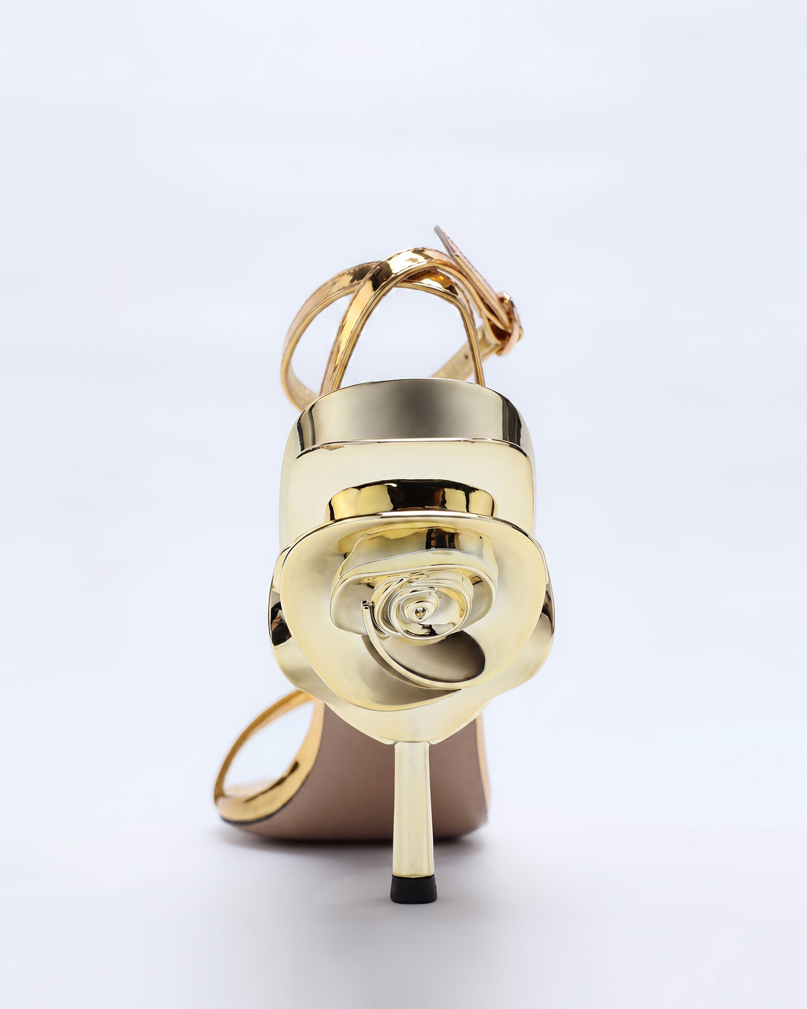 Kaija Metallic Sculptural Rose Heels In Gold