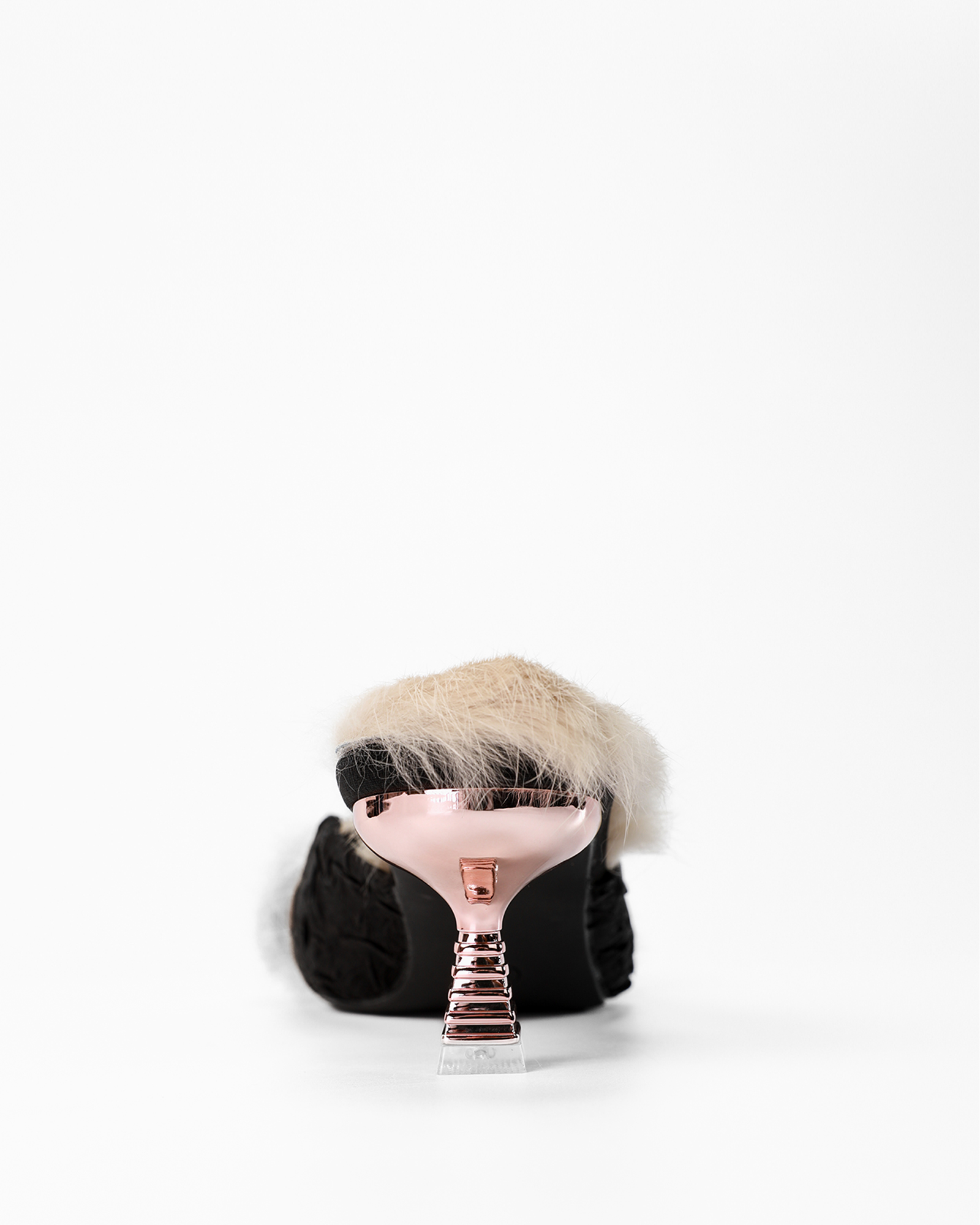 Helen Faux Fur Satin Mules In Black