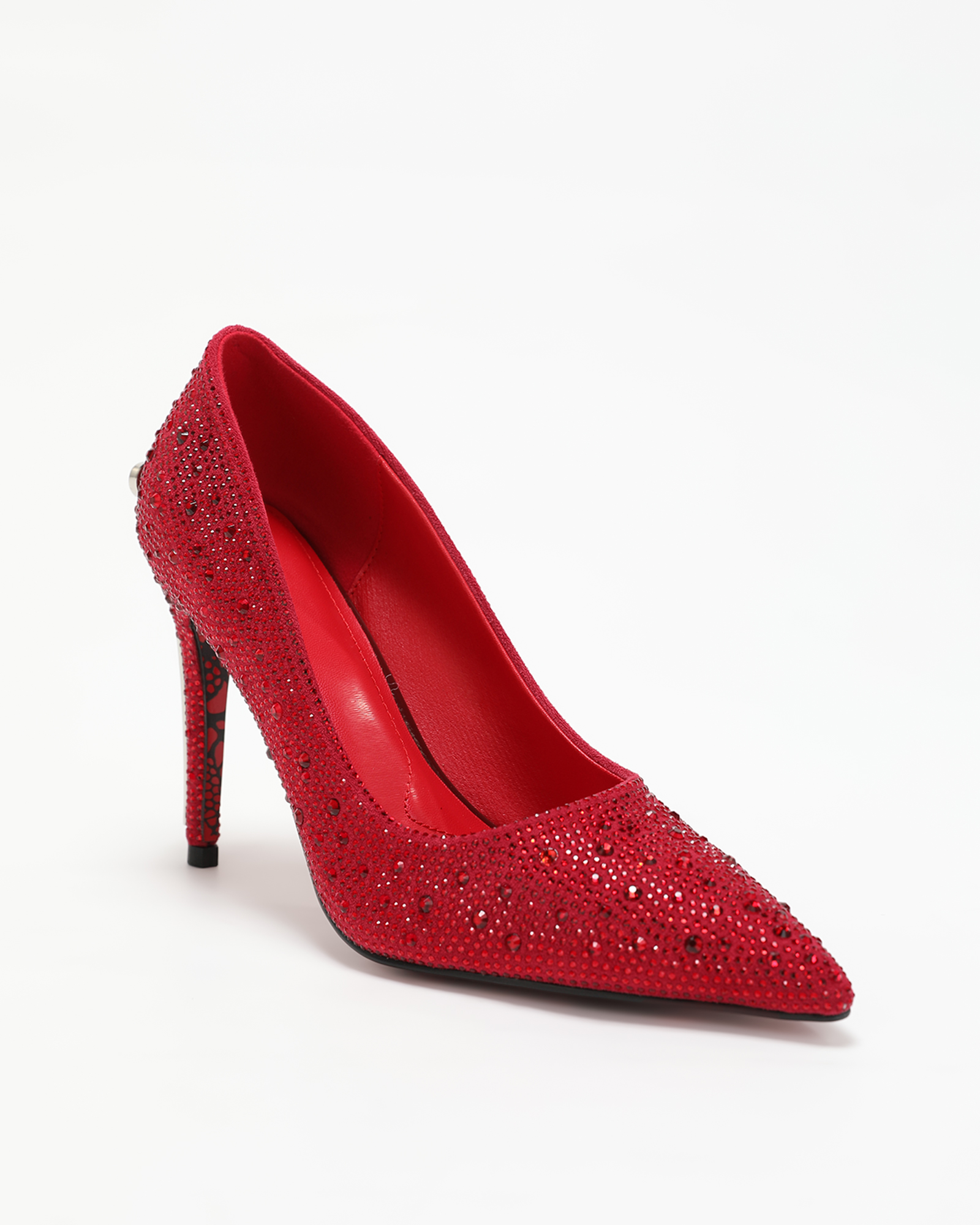 Kun Rhinestone Pumps In Red