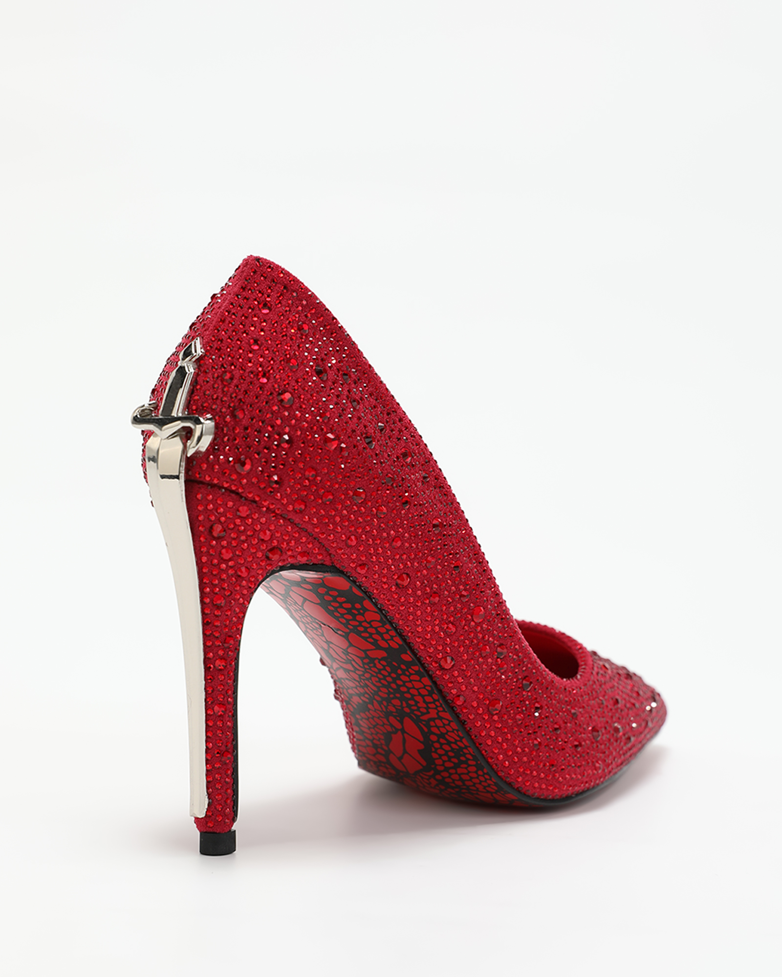Kun Rhinestone Pumps In Red