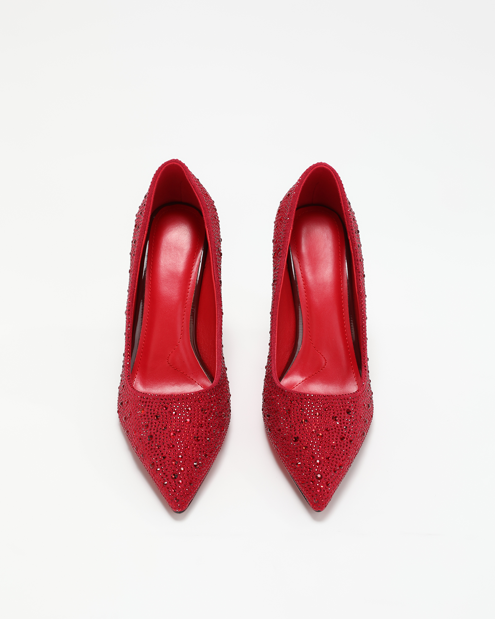 Kun Rhinestone Pumps In Red