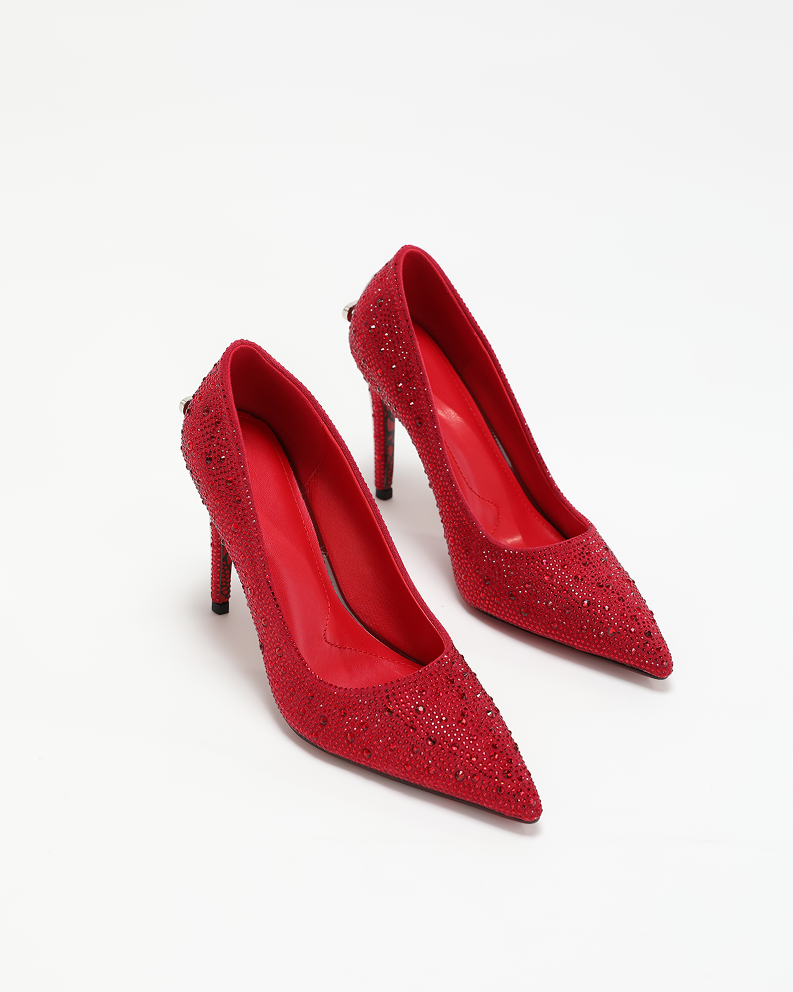 Kun Rhinestone Pumps In Red
