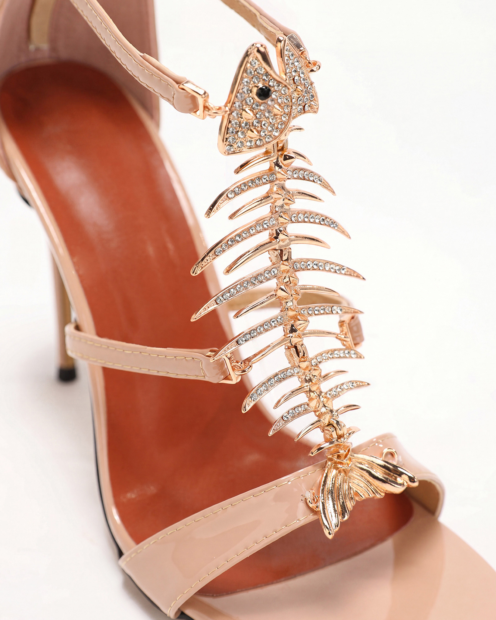 Pia Fish Bone Strap Sandals  In Nude