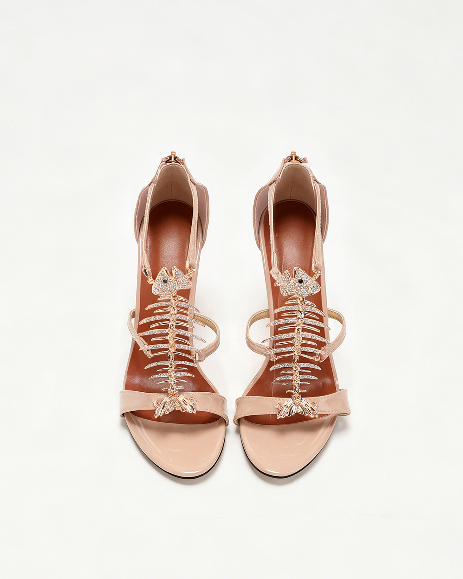 Pia Fish Bone Strap Sandals  In Nude