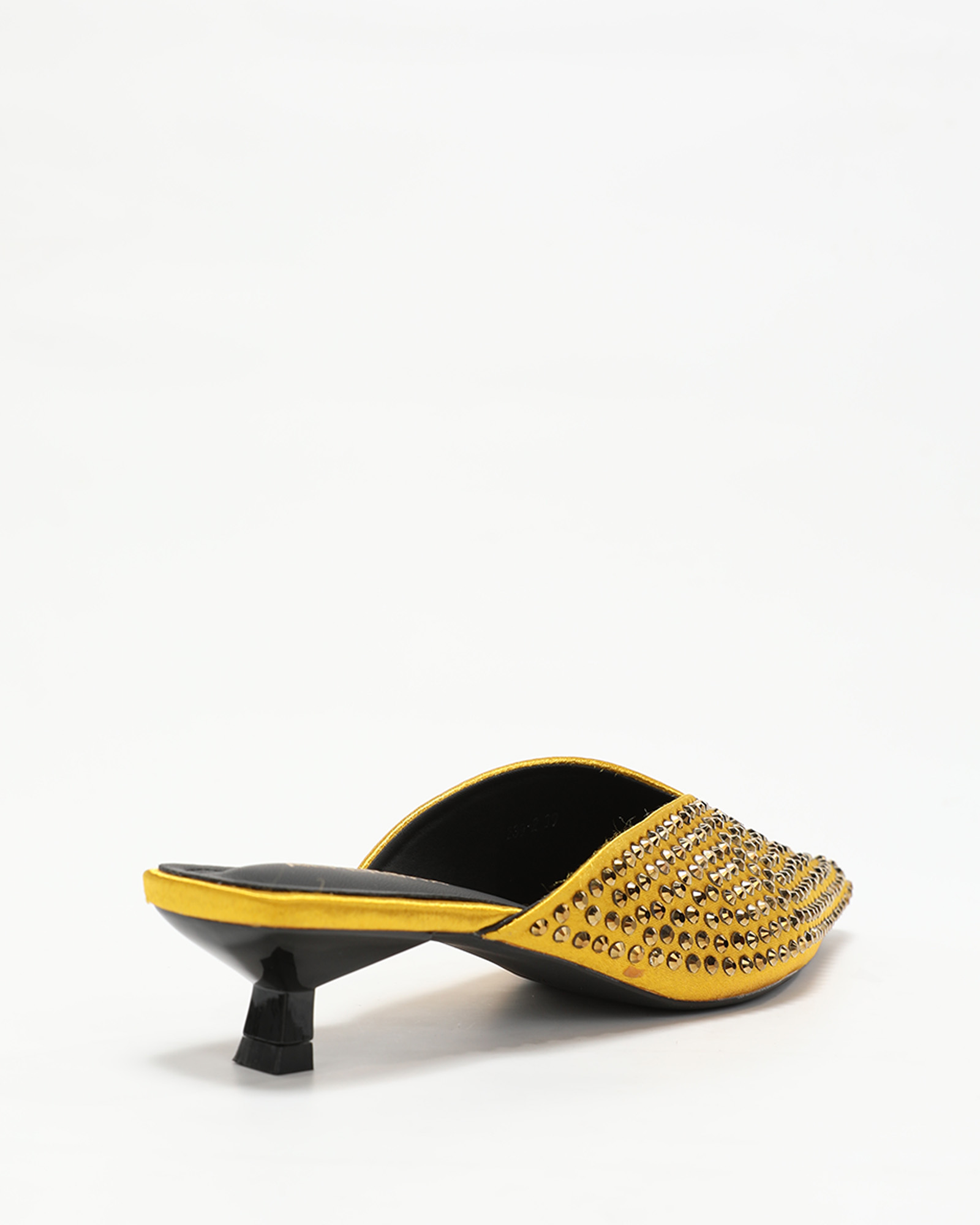 Kylee Rhinestone Kitten Heel Mules In Yellow