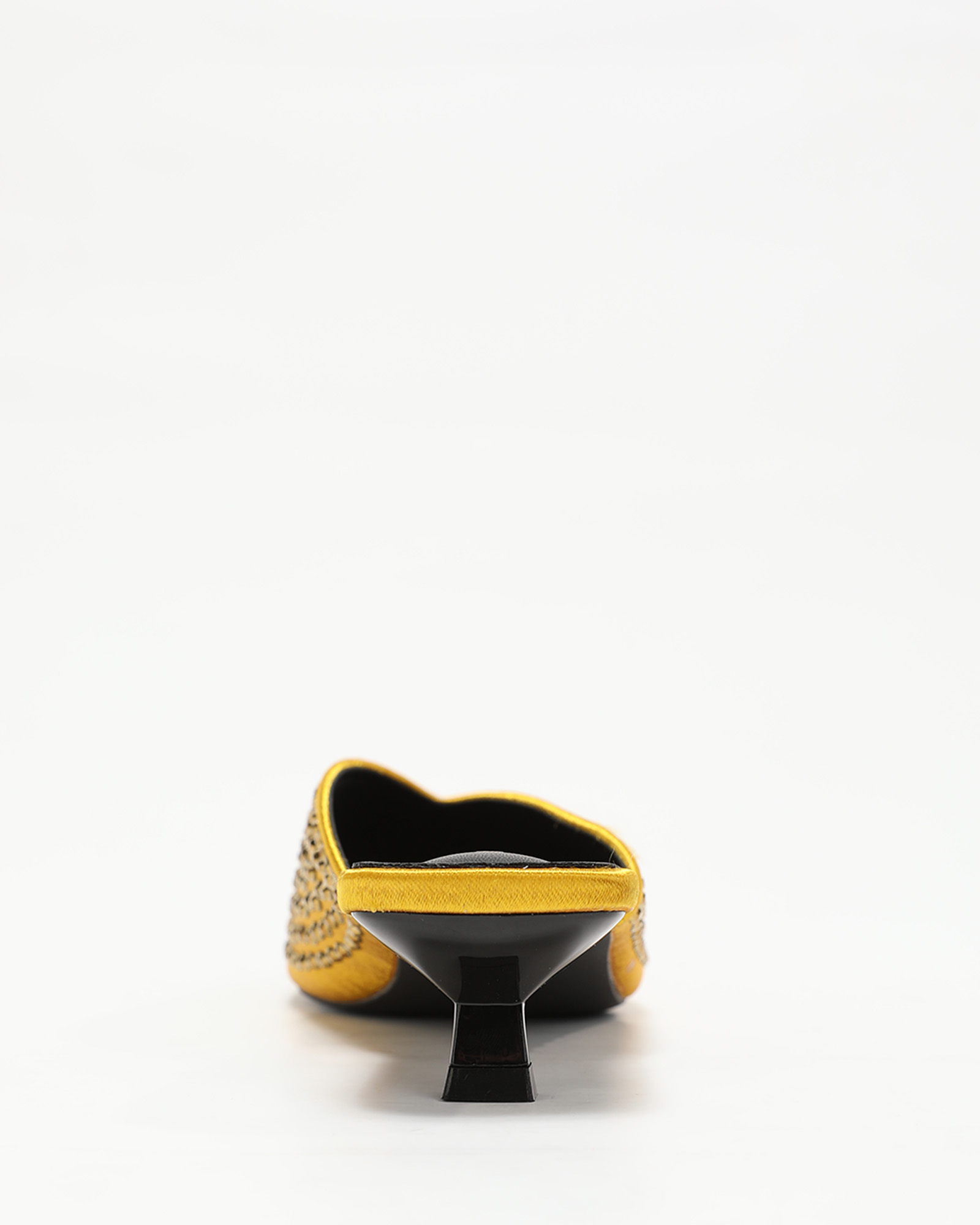Kylee Rhinestone Kitten Heel Mules In Yellow
