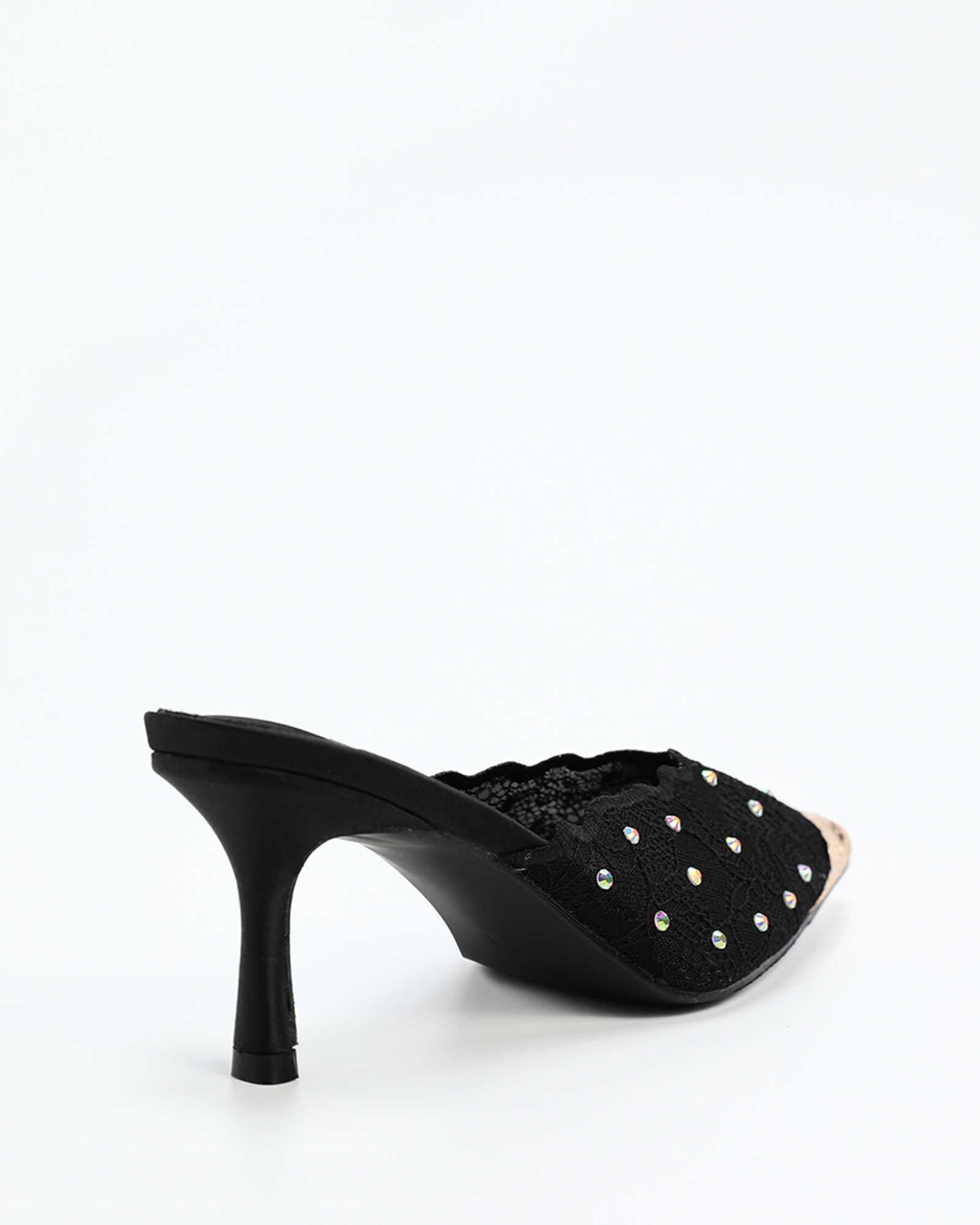 Lidija Gold Pointed Toe Mules