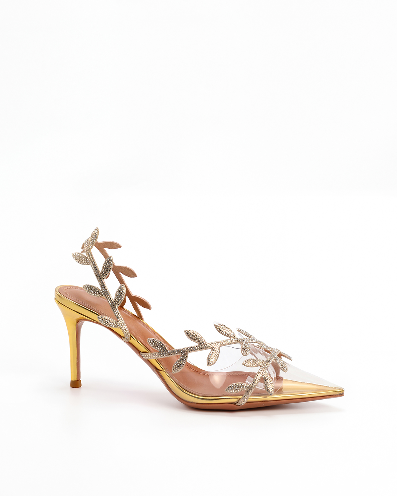 Ealar Rhinestone Leaf Slingback Pumps In GoId