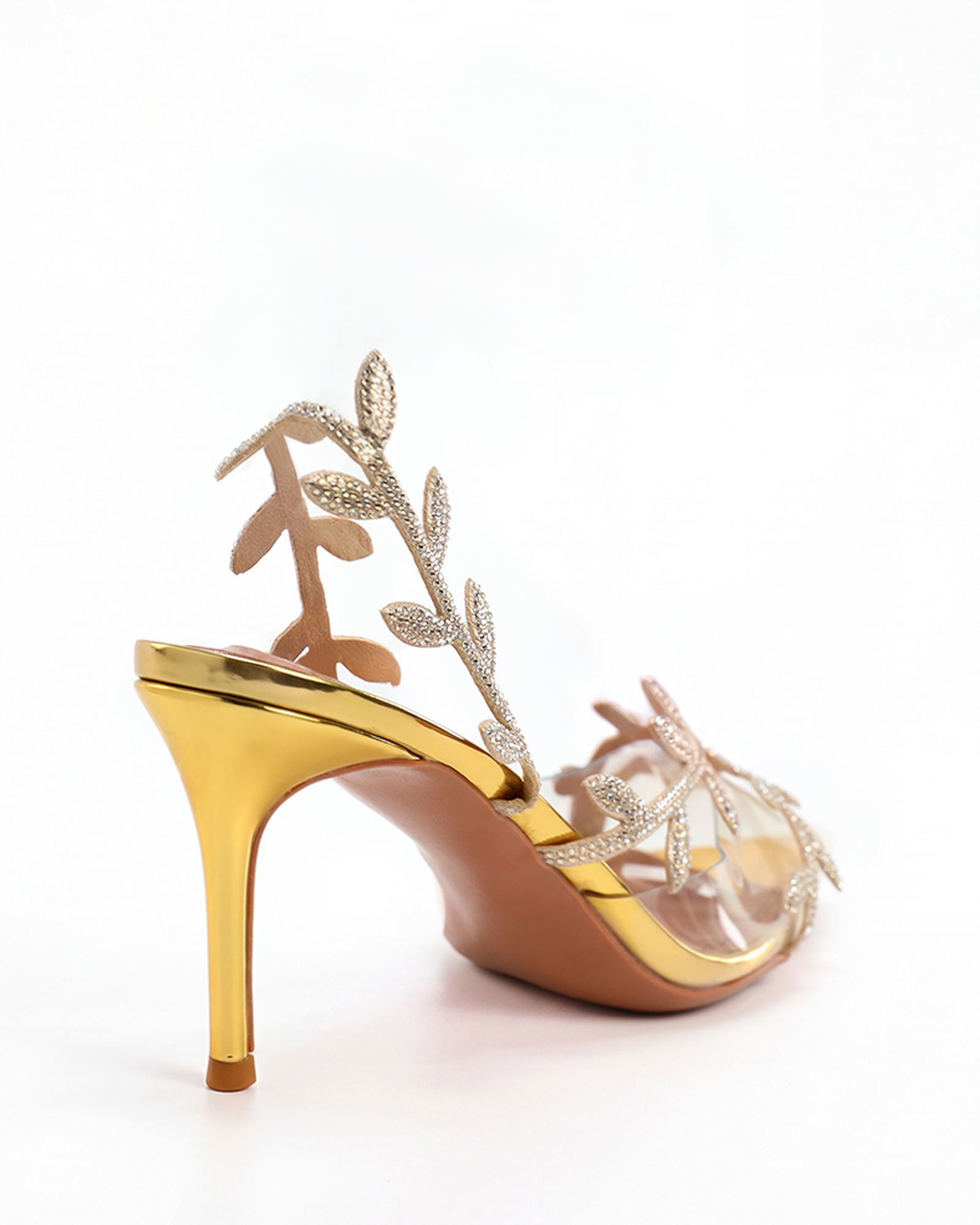 Ealar Rhinestone Leaf Slingback Pumps In GoId