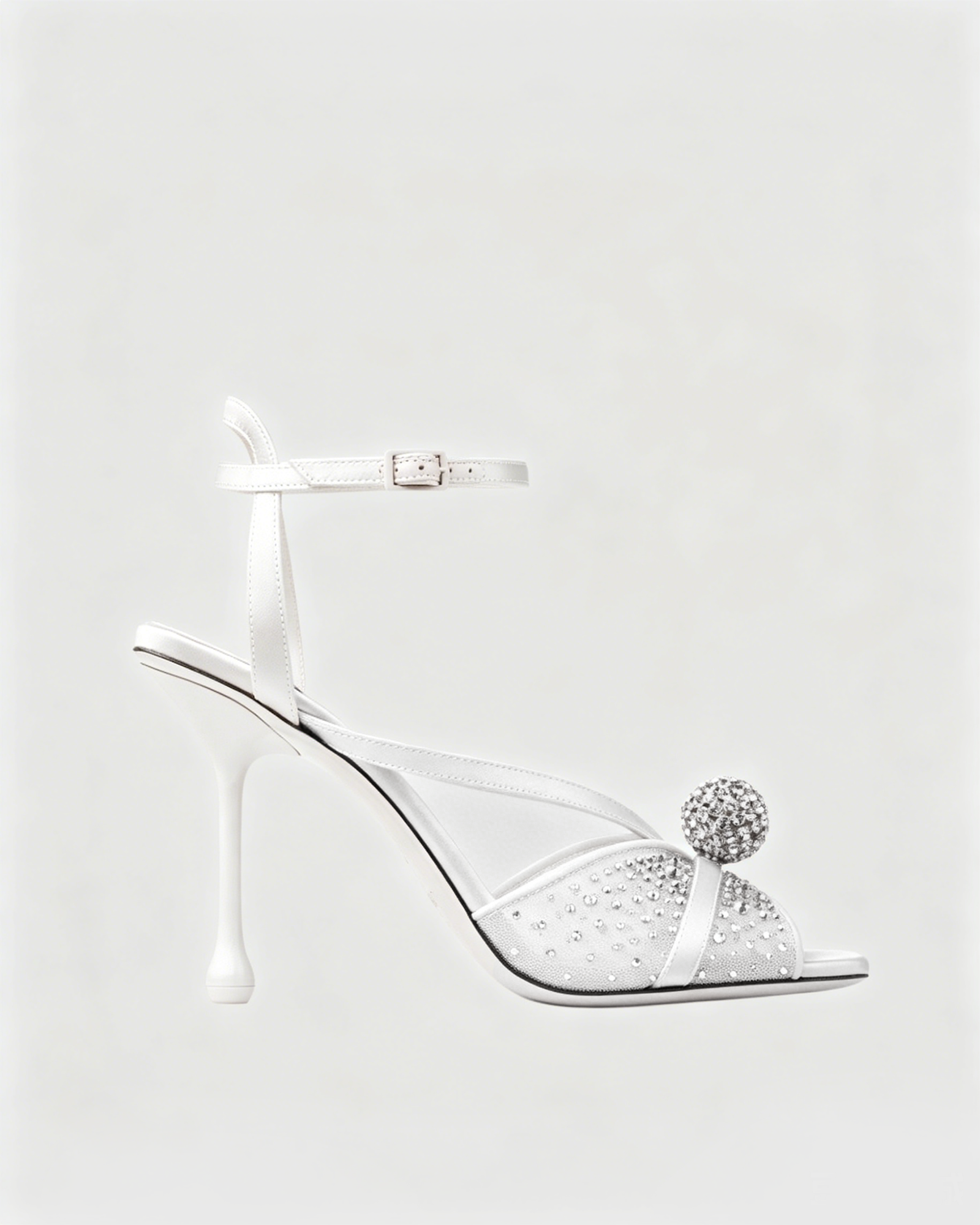 Prescott Rhinestone Mesh Mules In White