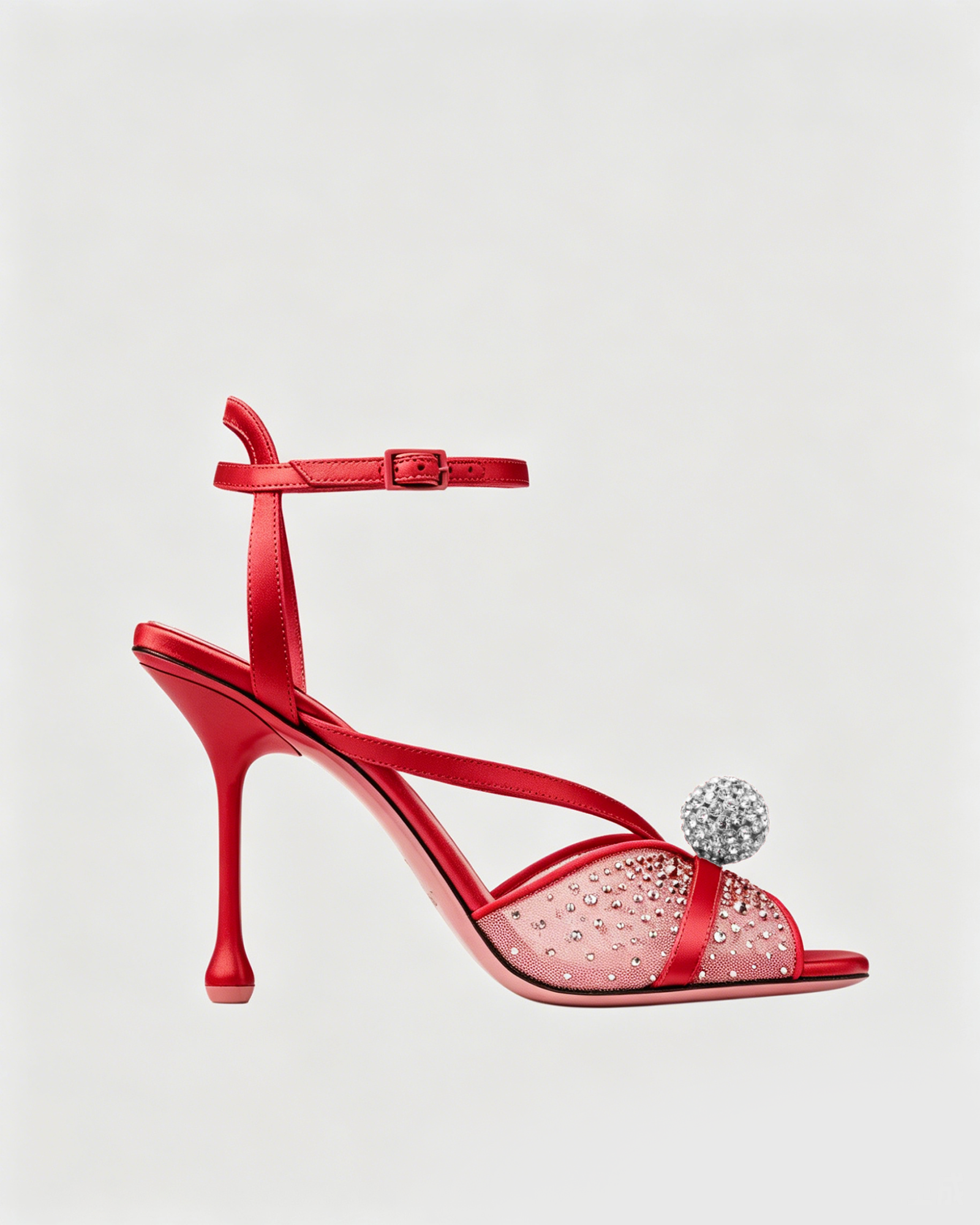 Prescott Rhinestone Mesh Mules In Red