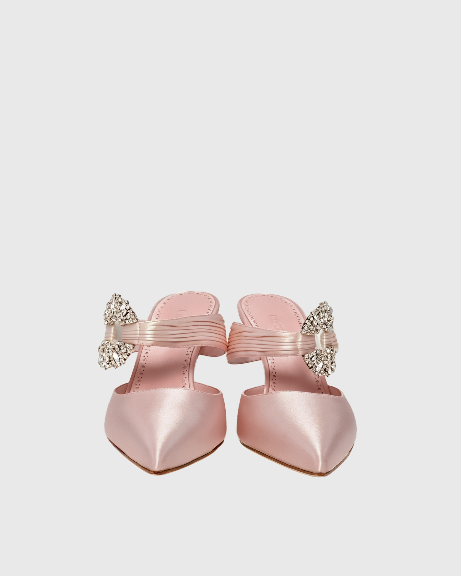Sasha Diamond Satin Mules In Champagne