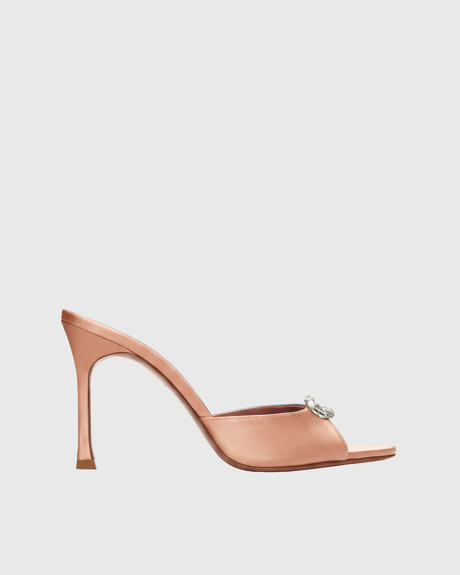 Mwayi Rhinestone Satin Mules In Champagne
