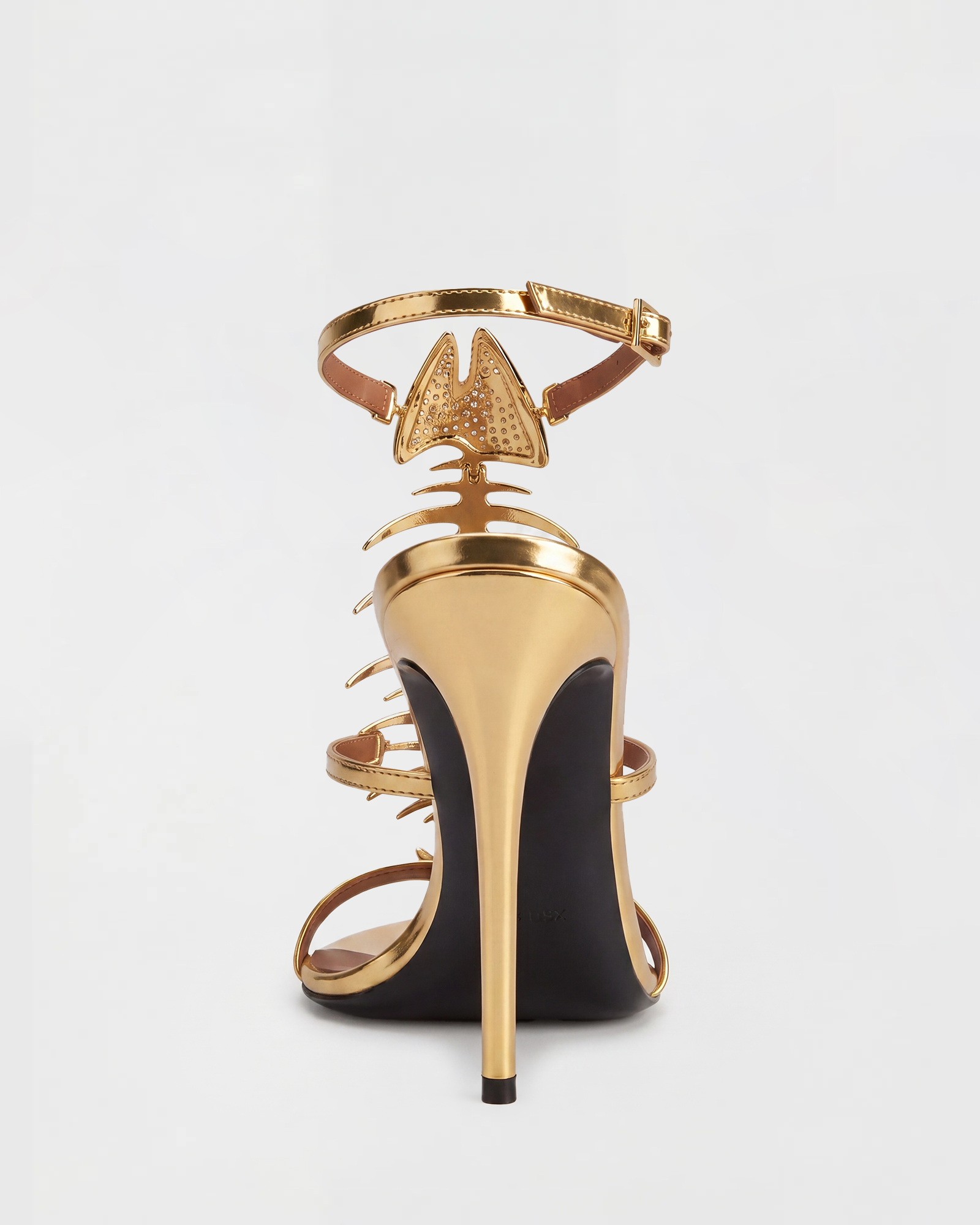 Pia Fish Bone Strap Sandals In Gold