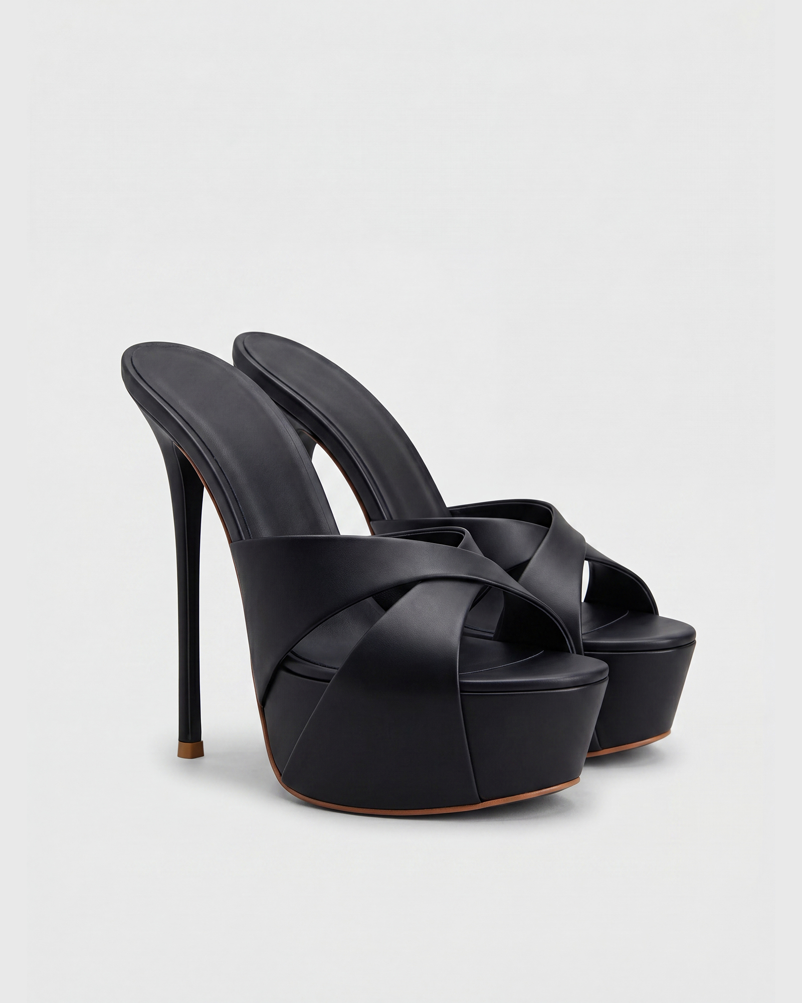 Zyra Platform Stiletto Mules In Black