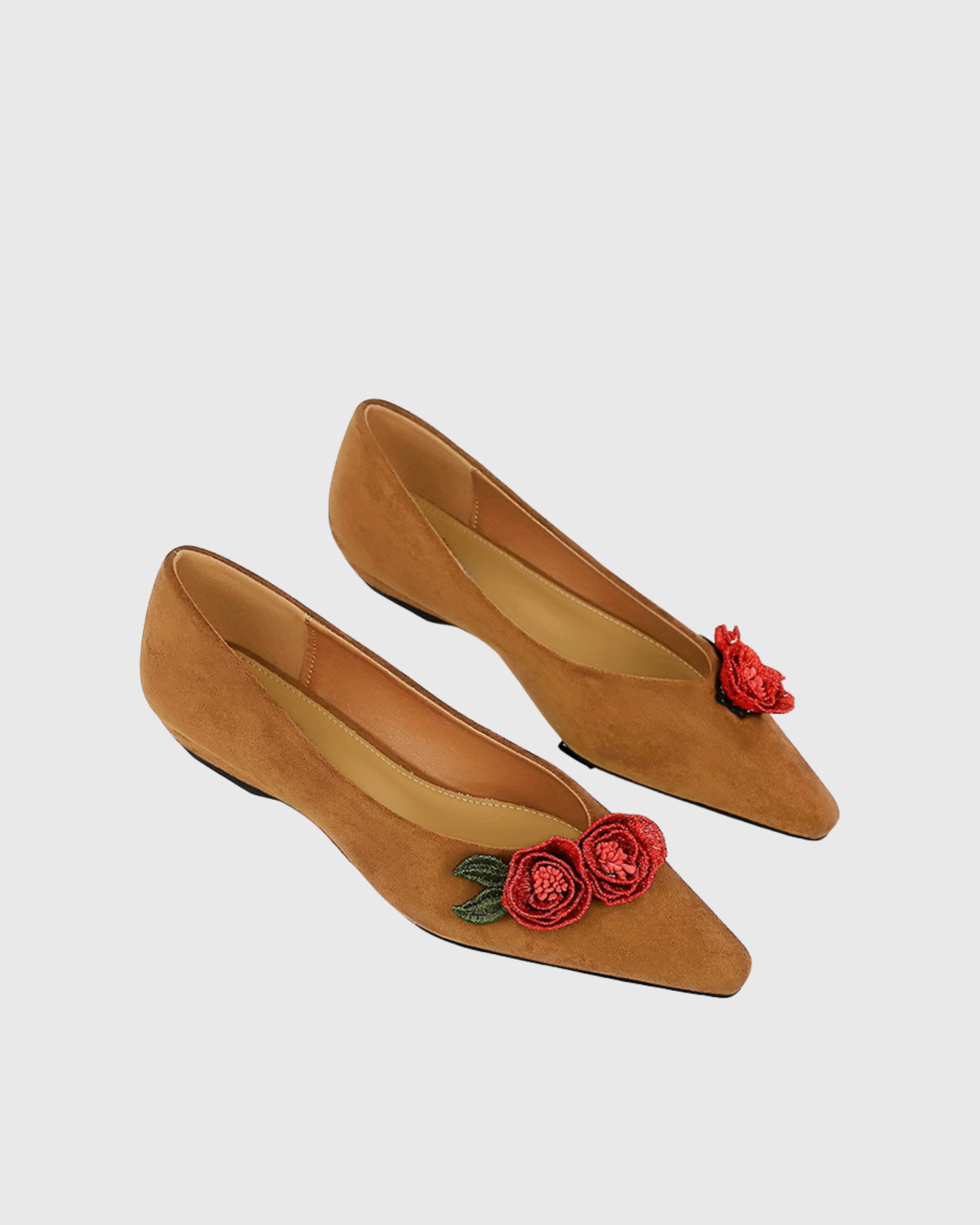 Scully Flower Velvet Flats In Brown
