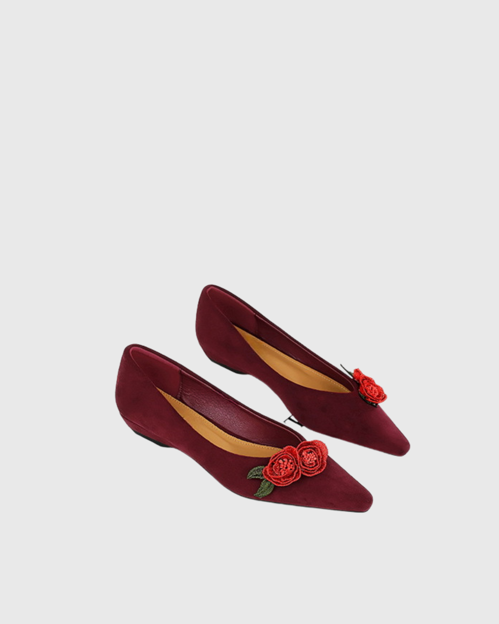 Scully Flower Velvet Flats In Burgendy